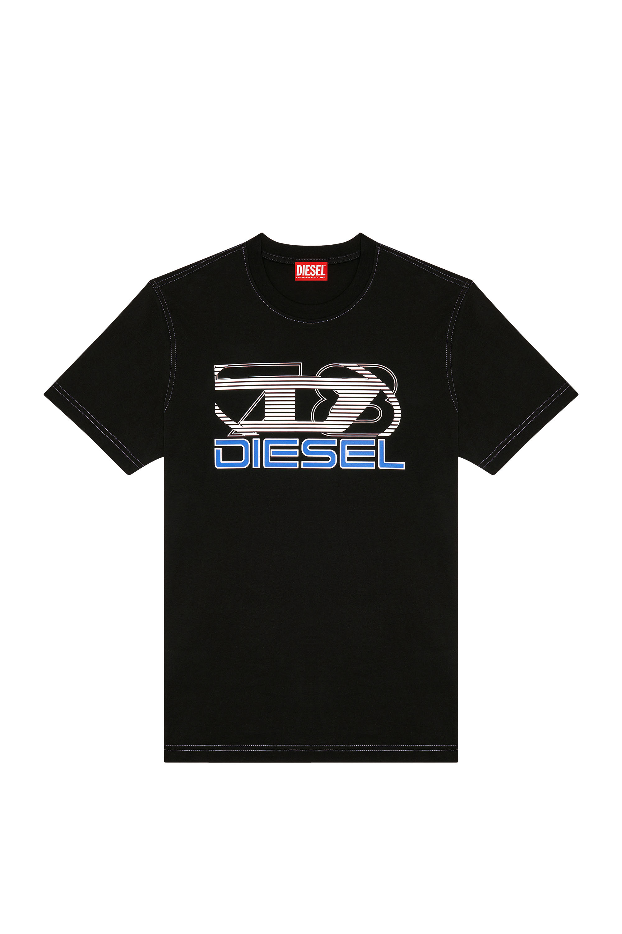 Men's T-shirt with Oval D 78 print | Black | Diesel