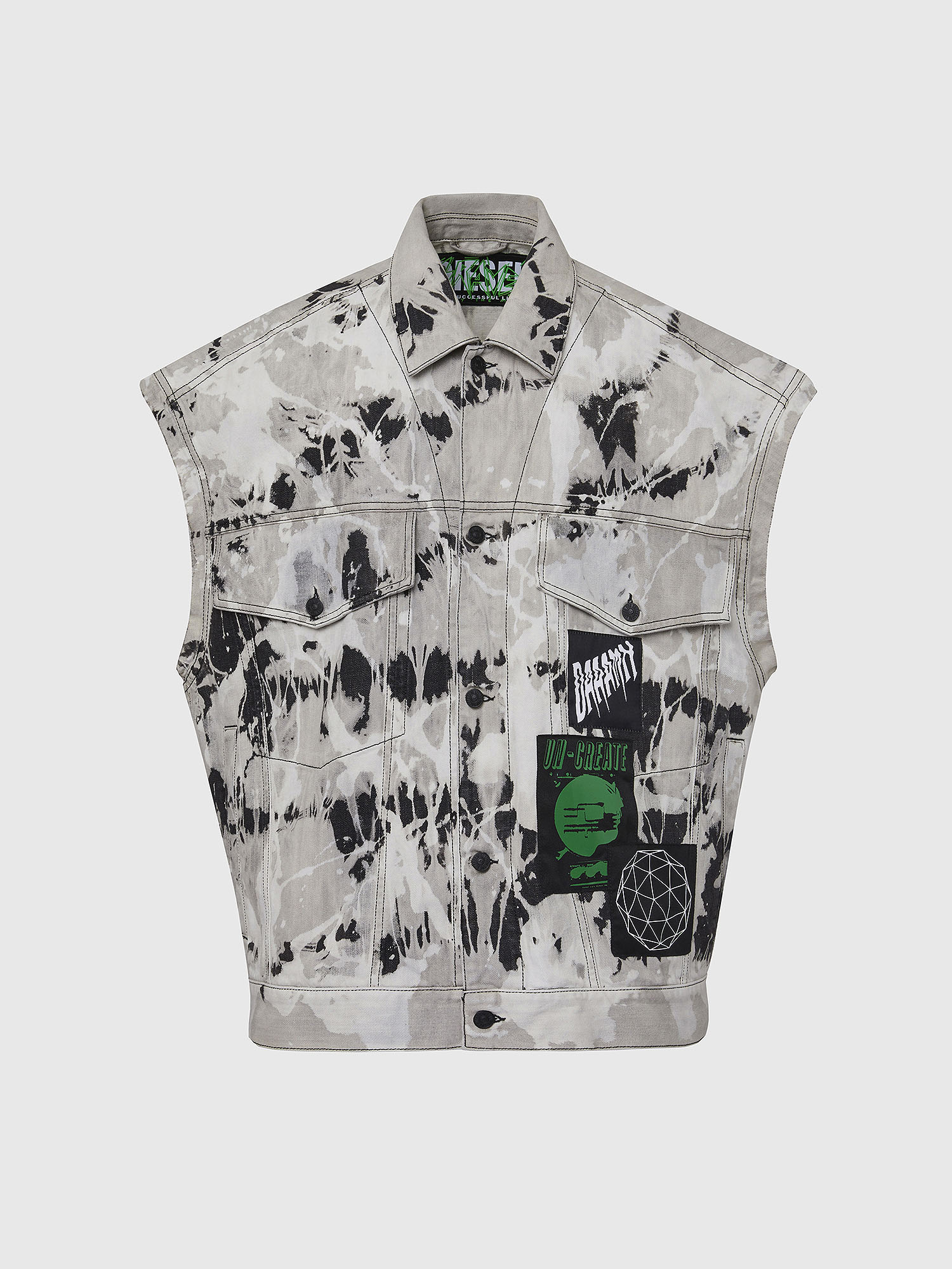 D-RAFFO, Black/White Diesel - D-RAFFO, Black/White - Denim Jackets - Image 1