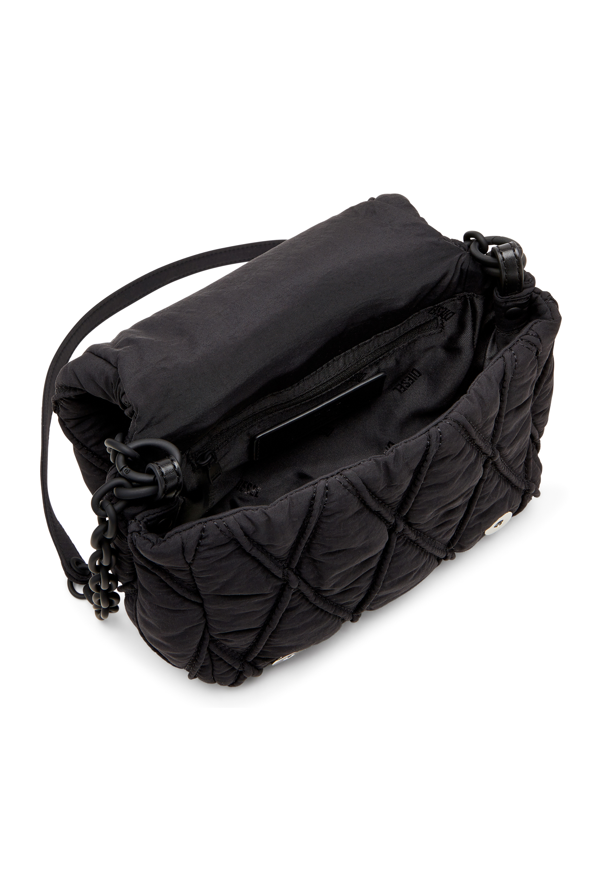 Diesel - CHARM-D SHOULDER S, Woman's Charm-D S-Small shoulder bag in quilted nylon in Black - 3