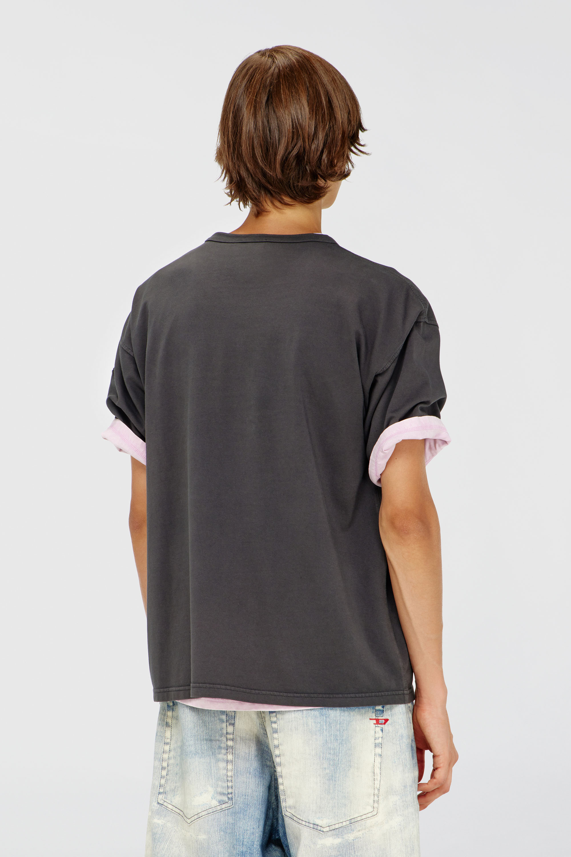 Diesel - T-BOXT-DEN, Man's Relaxed cotton T-shirt with Oval D applique in Grey - 4