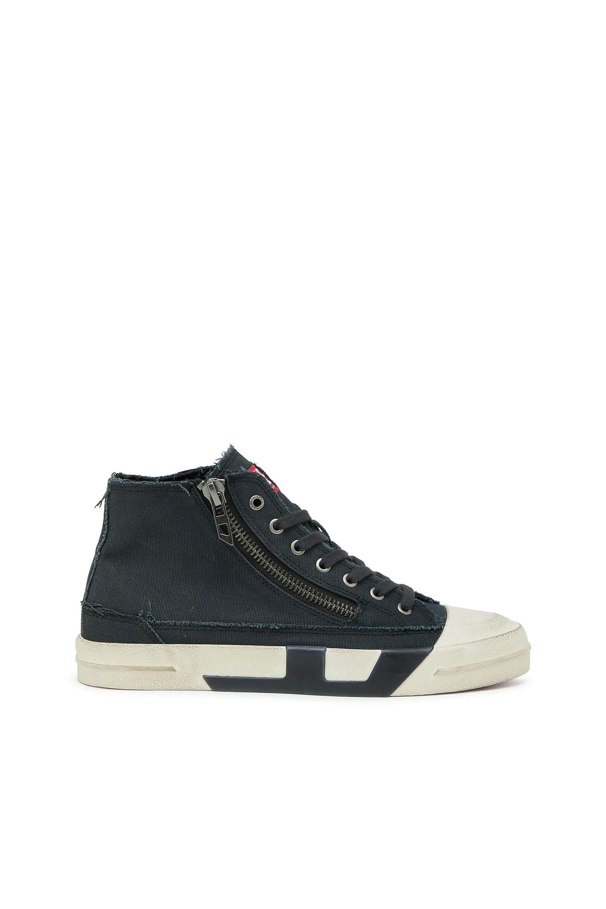 Diesel - S-D-VERSE ZIP MID II, Man's S-D-Verse -  Sneakers in frayed canvas with D logo in Black - 1