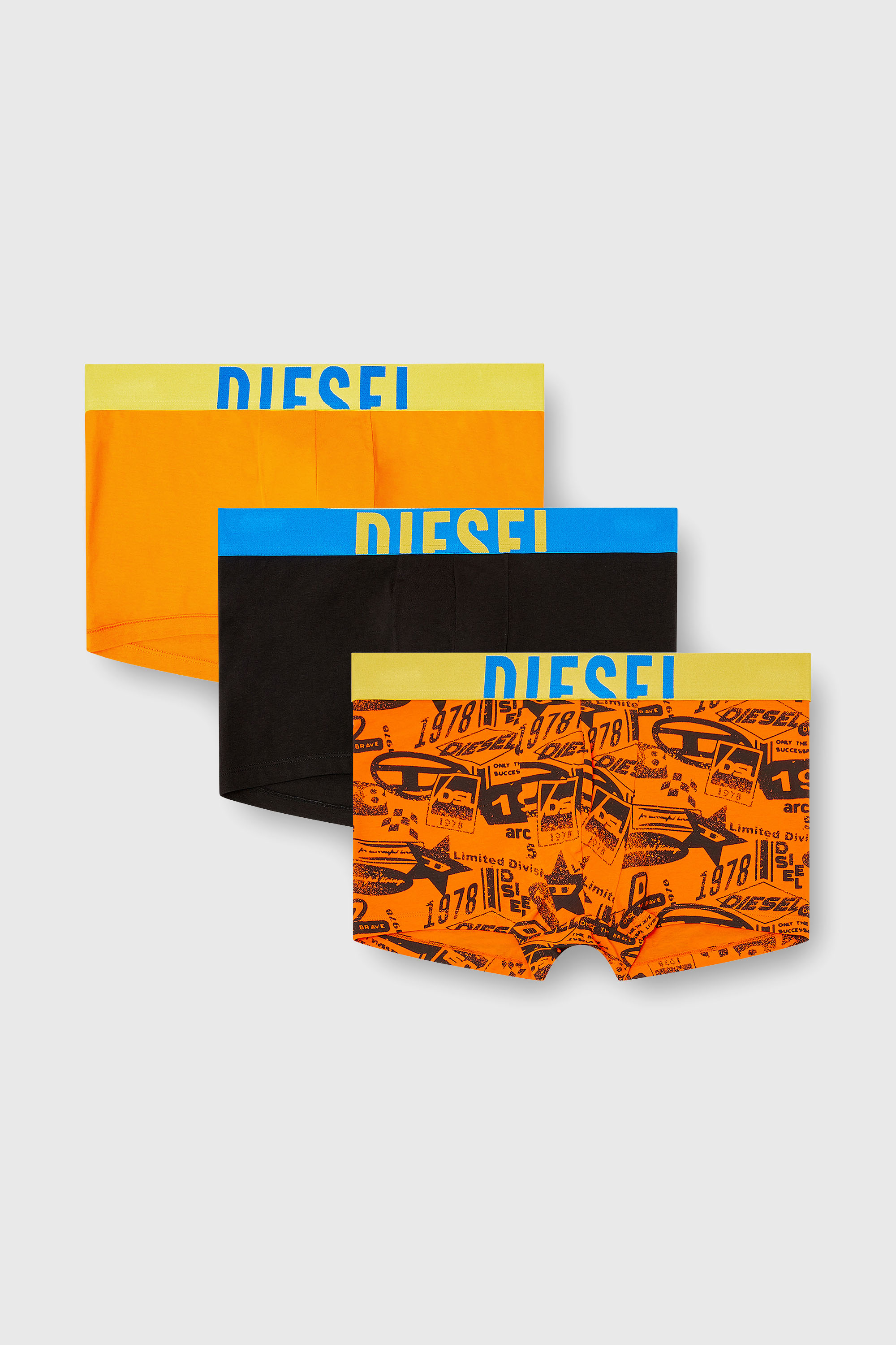 Diesel - DAMIEN-D-POP-3PACK-40, Man's 3-pack of trunks with contrast details in Orange/Yellow - 2
