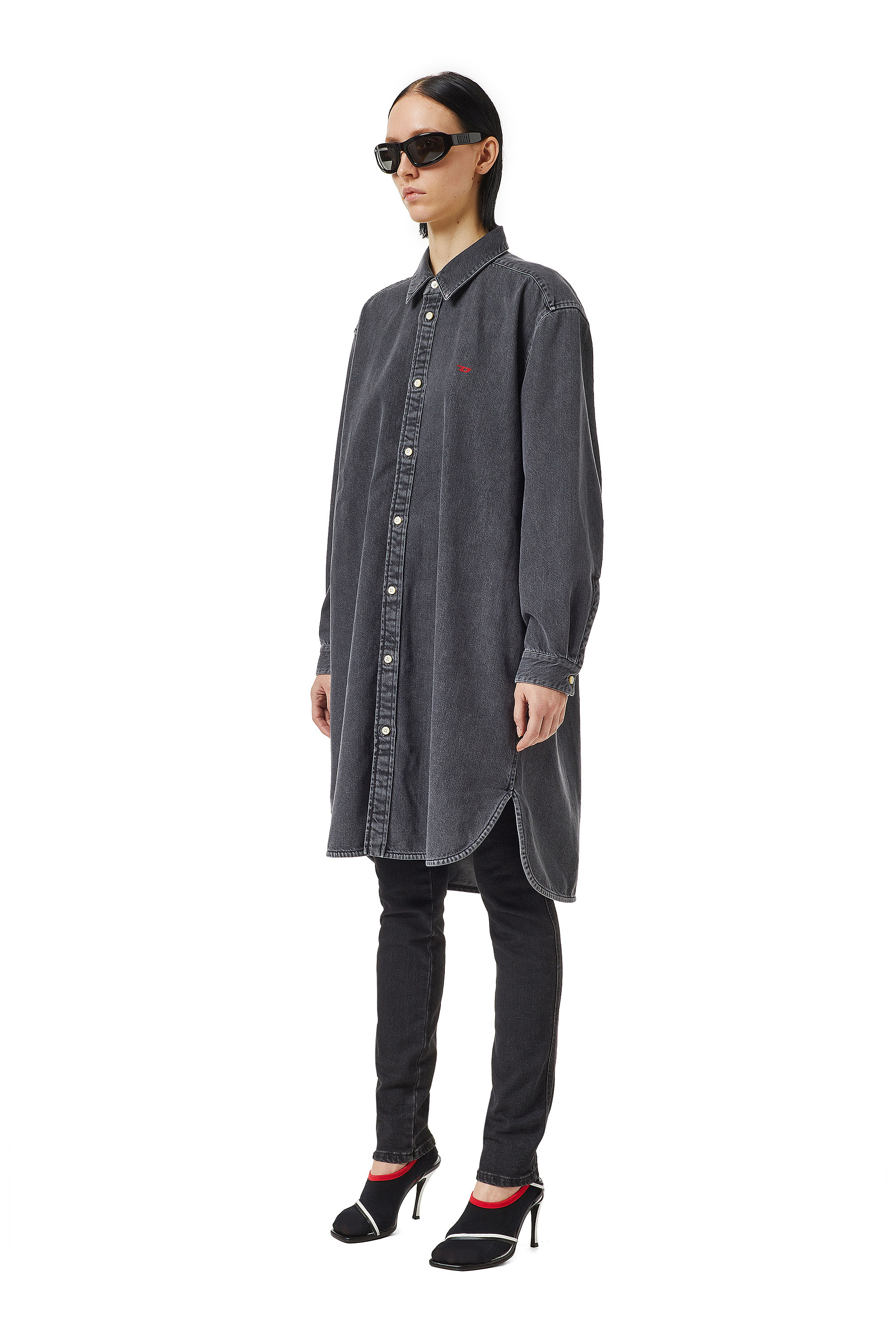 Diesel - DE-BLEX SHIRT DRESS, Black/Dark grey - Image 3