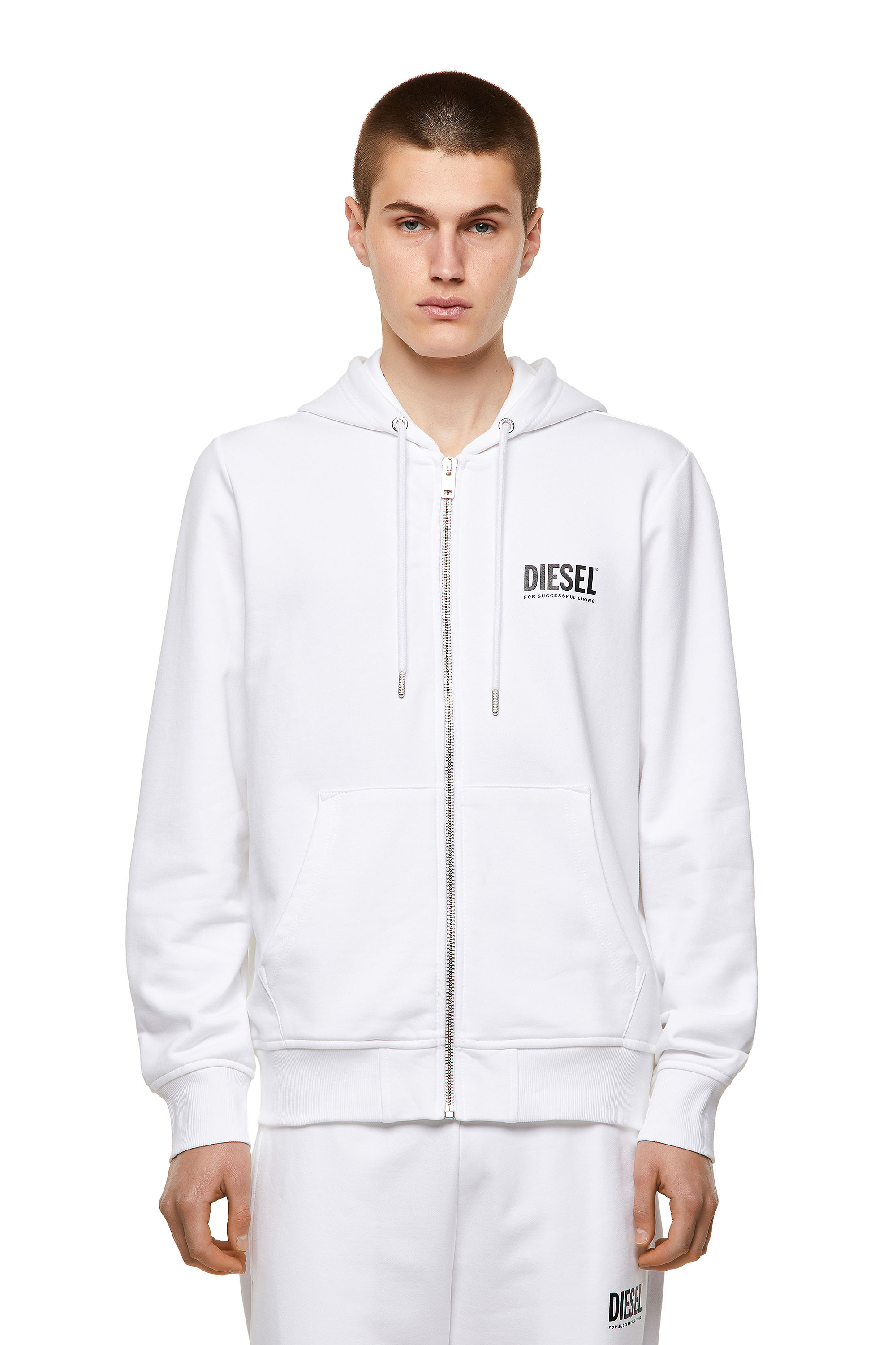 S-GIRK-HOOD-ZIP-ECOL, White Diesel - S-GIRK-HOOD-ZIP-ECOL, White - Sweaters - Image 1