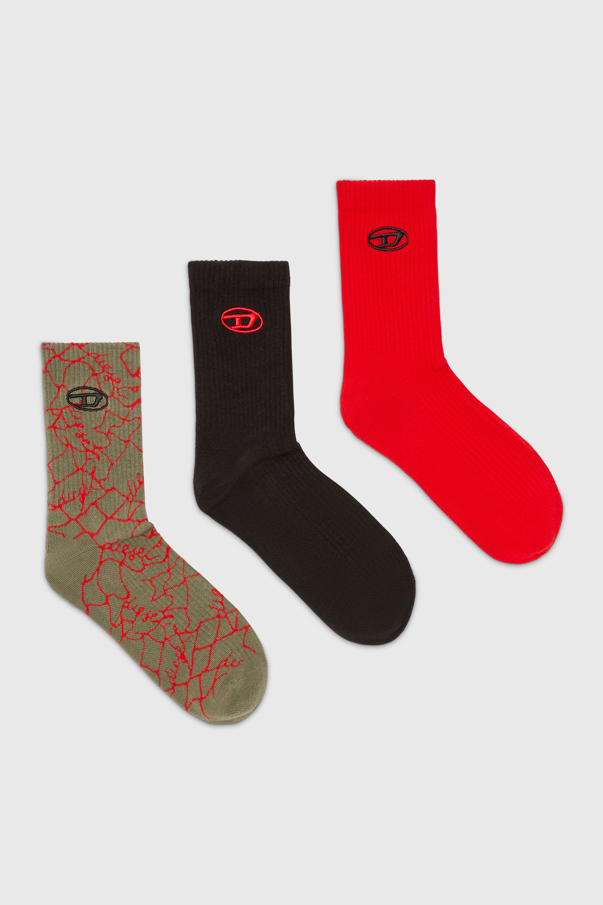 Diesel - SKM-D-TENNIS-CREW-17,5, Man's Three-pack socks with logo detail in Multicolor - 1