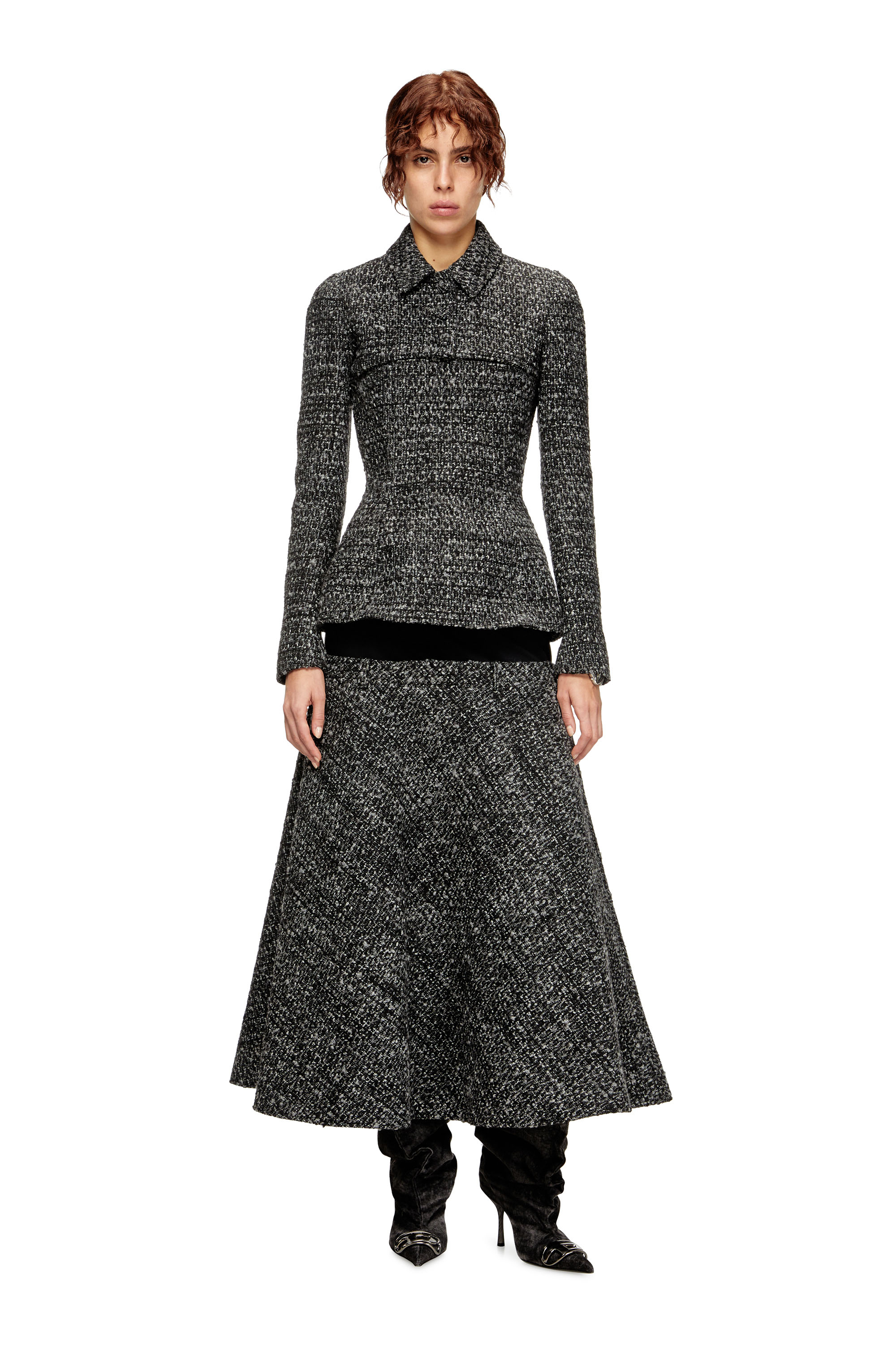 Diesel - G-ANNE, Woman's Bouclé jacket with ultra-crop hem in Black - 2