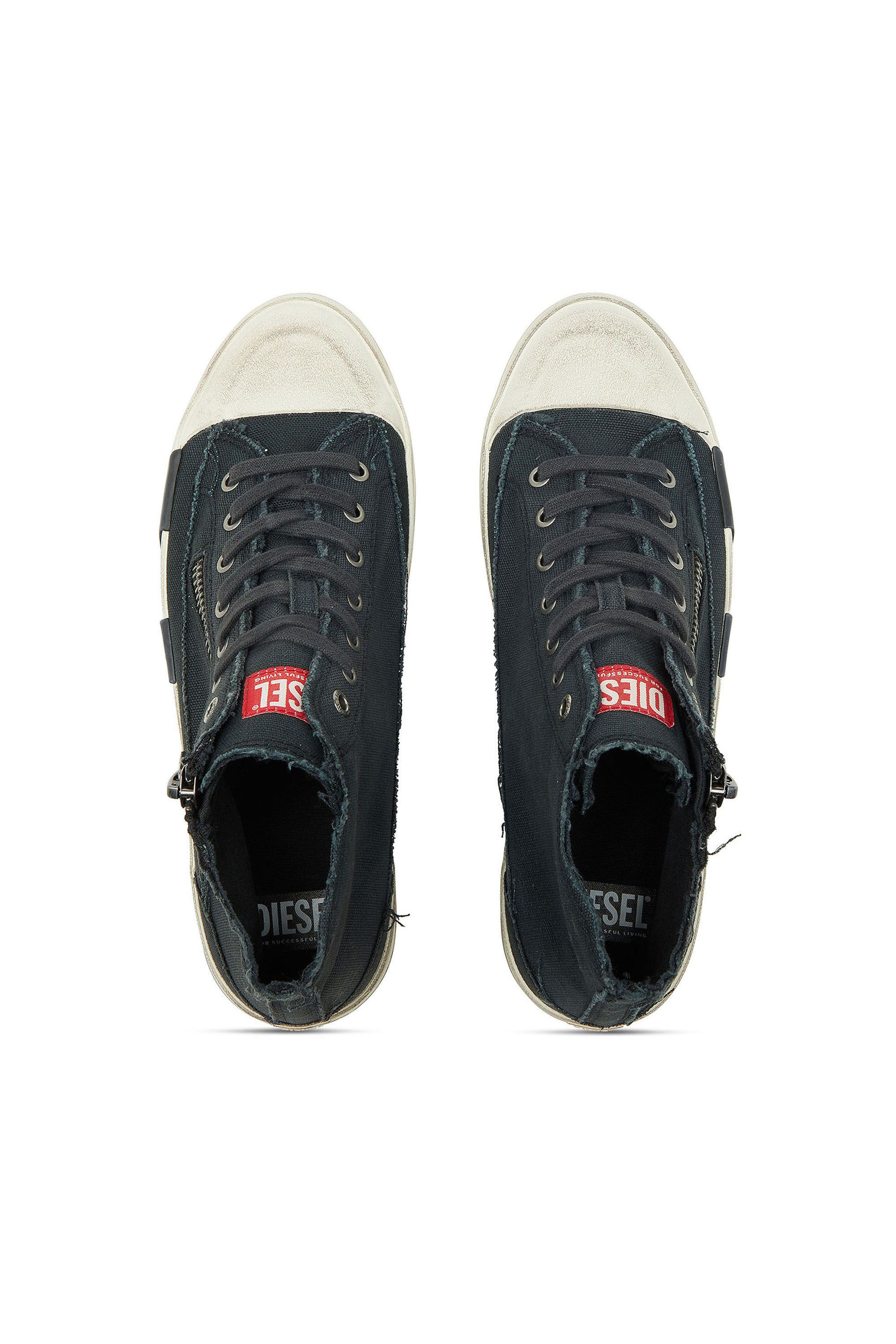 Diesel - S-D-VERSE ZIP MID II, Man's S-D-Verse -  Sneakers in frayed canvas with D logo in Black - 4