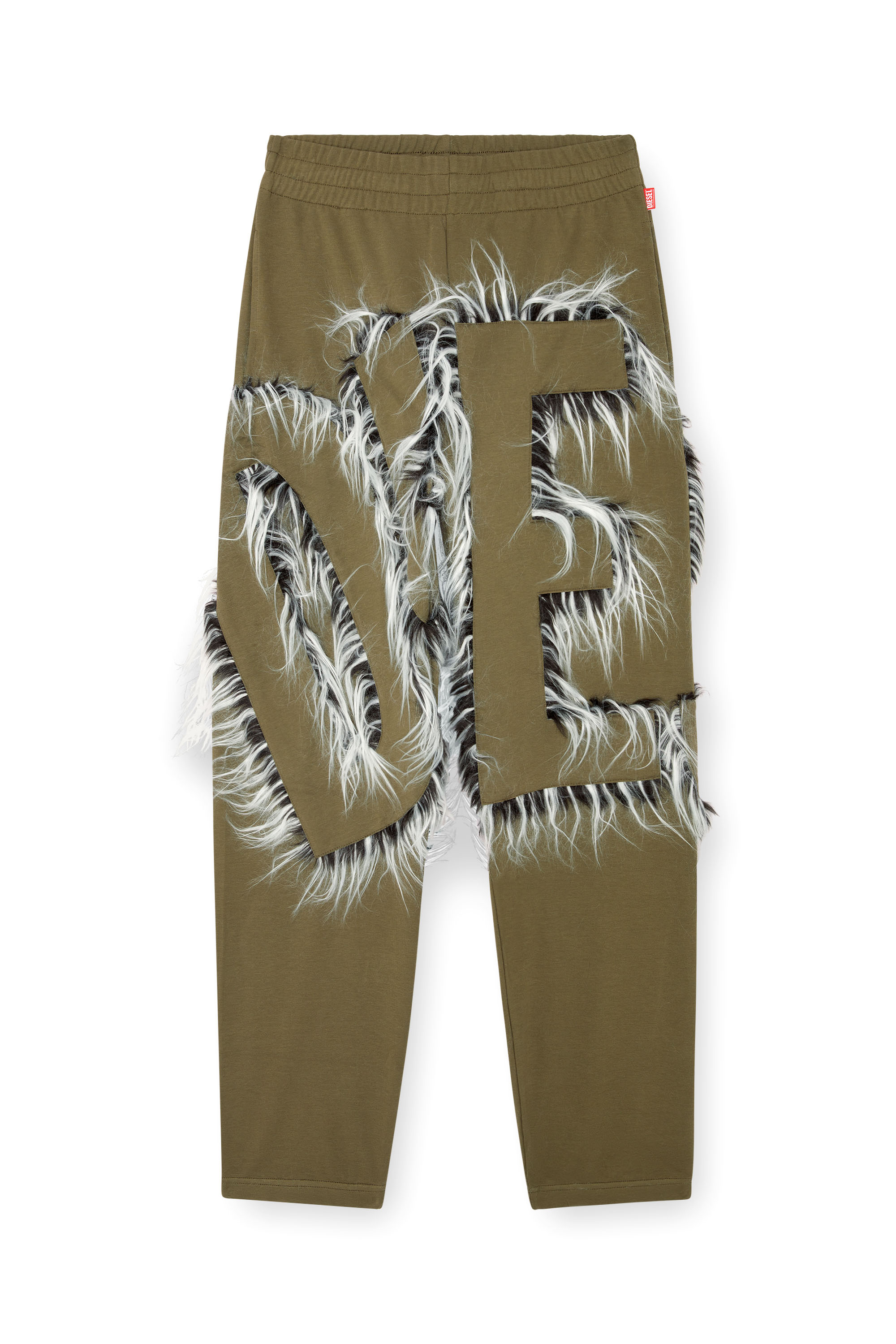 Diesel - P-BIMY-FUR, Man's Track pants with hairy-trim logo in Military Green - 3