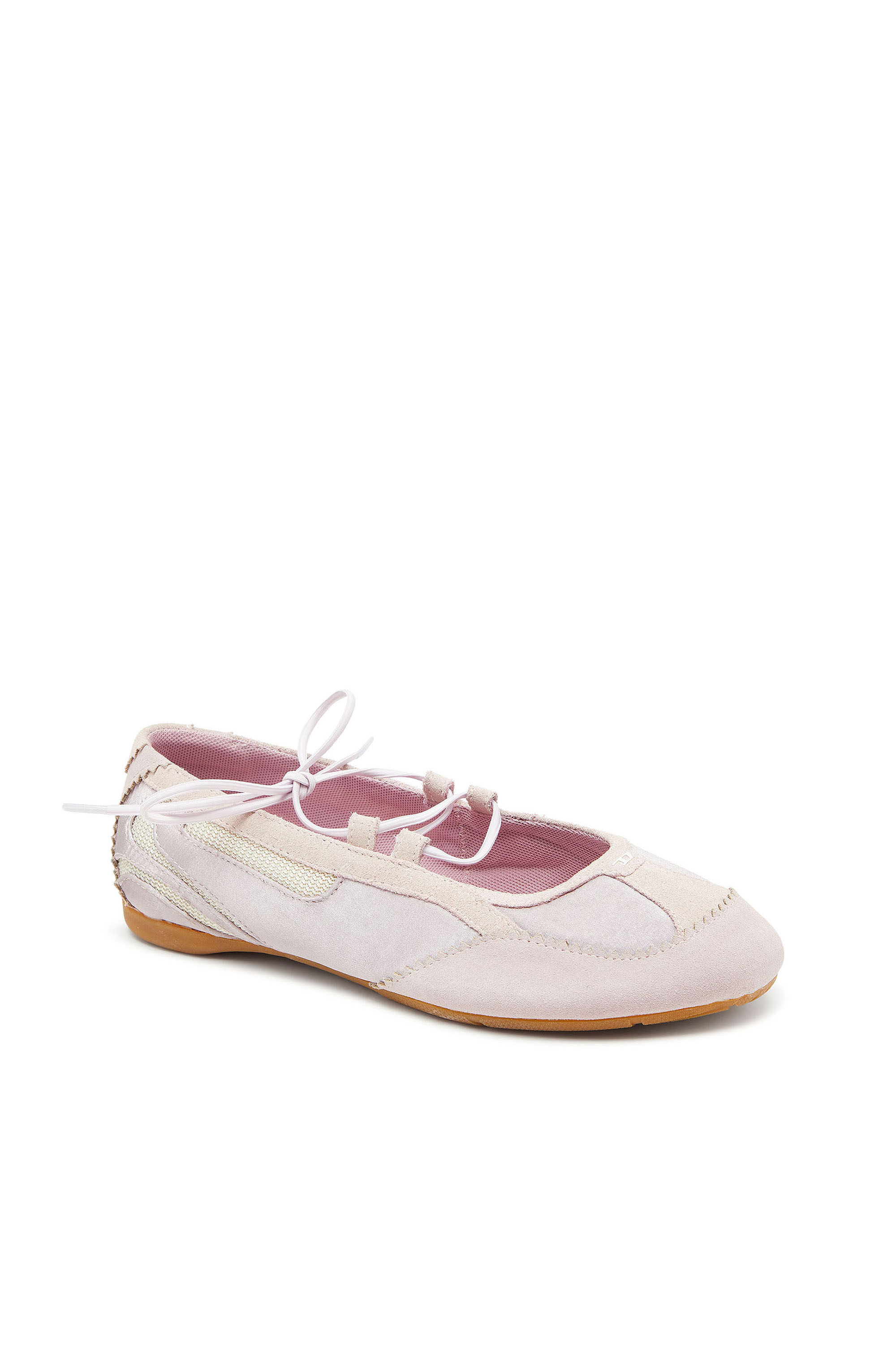 Diesel - D-MILE BALLERINA LACE UP II W, Woman's D-Mile - Ballerina flats in leather and mesh in Pink - 6
