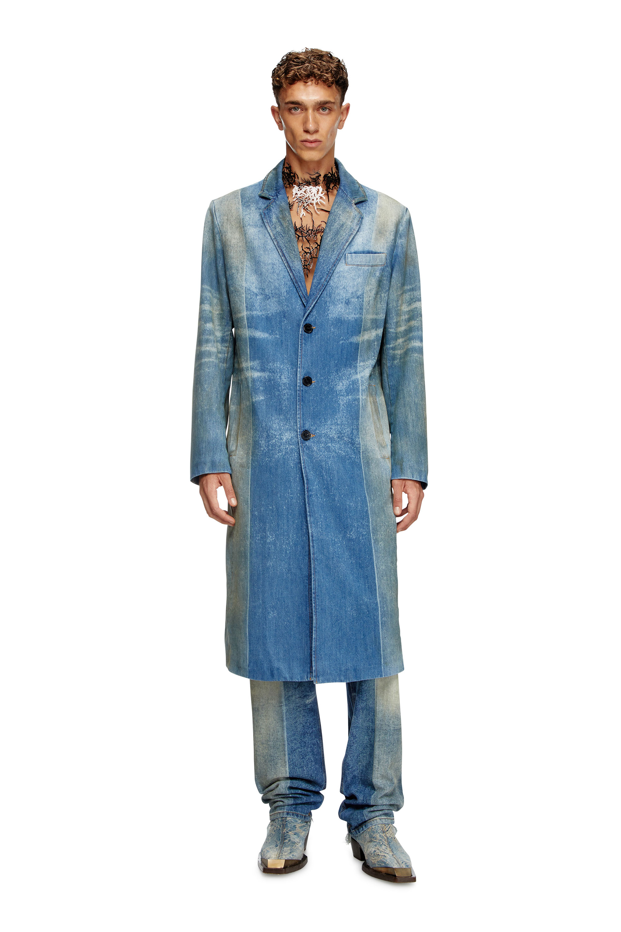 Mens denim overcoat best sale