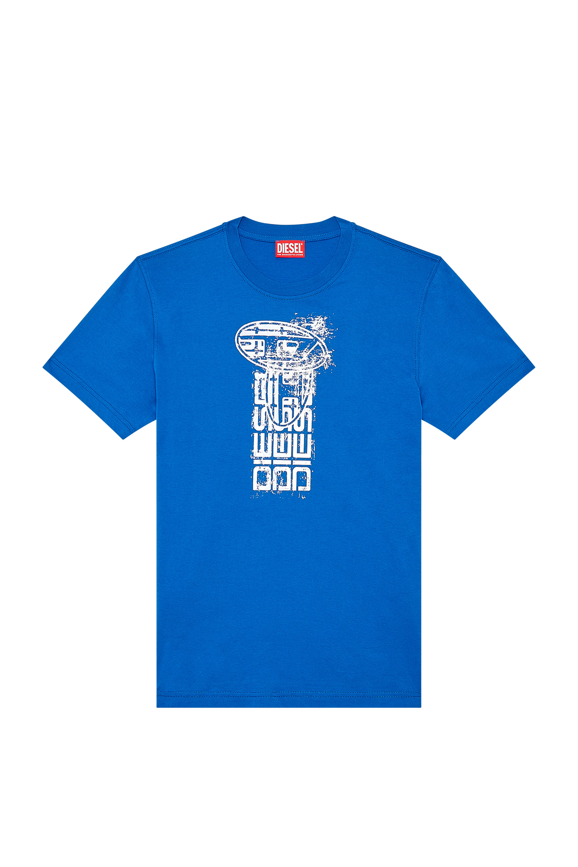 Diesel - T-DIEGOR-K68, Man's T-shirt with metallic logos in Blue - 2