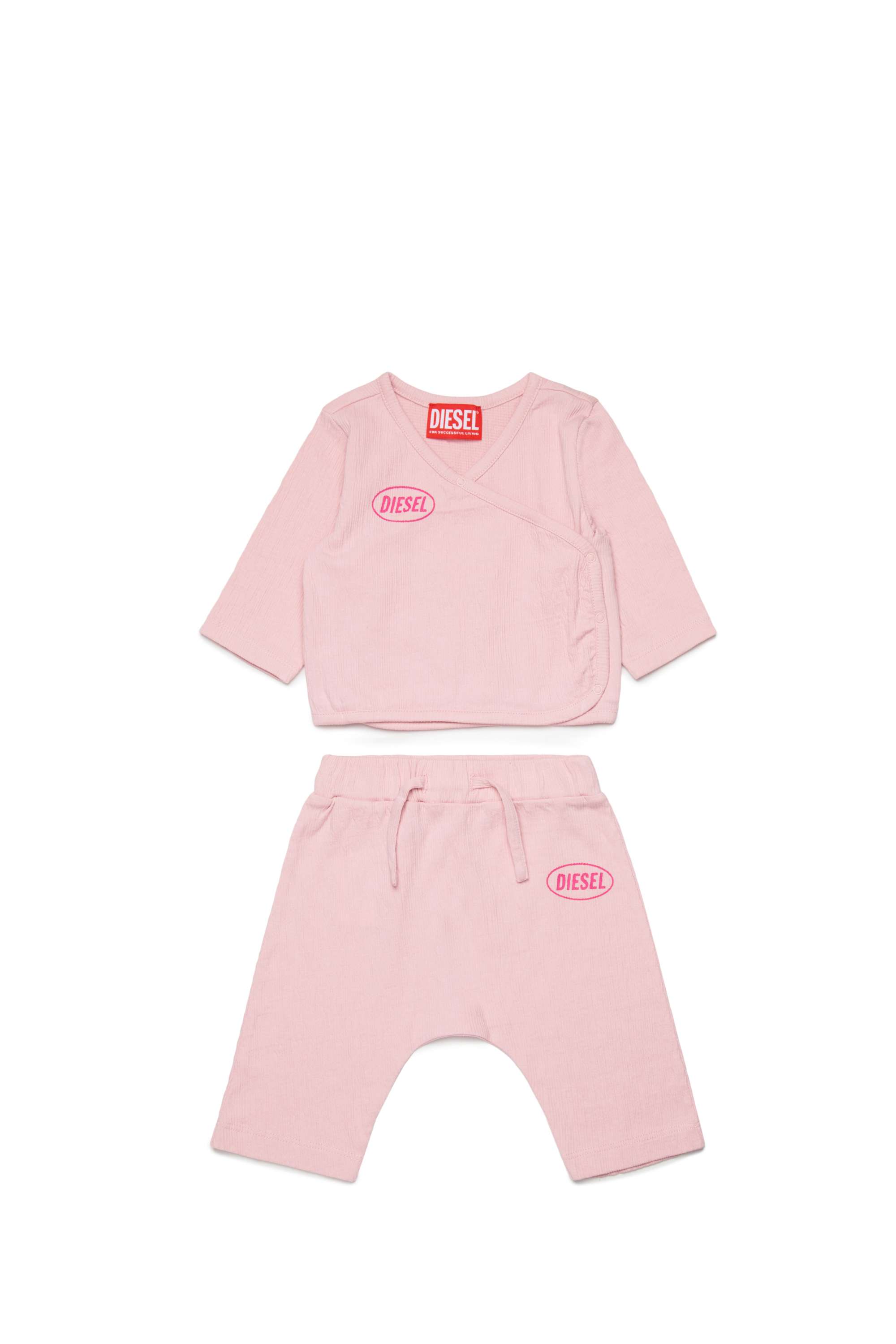 Diesel - STSIDE-NB-SET, Unisex's Textured cotton jumpsuit set in Pink - 1
