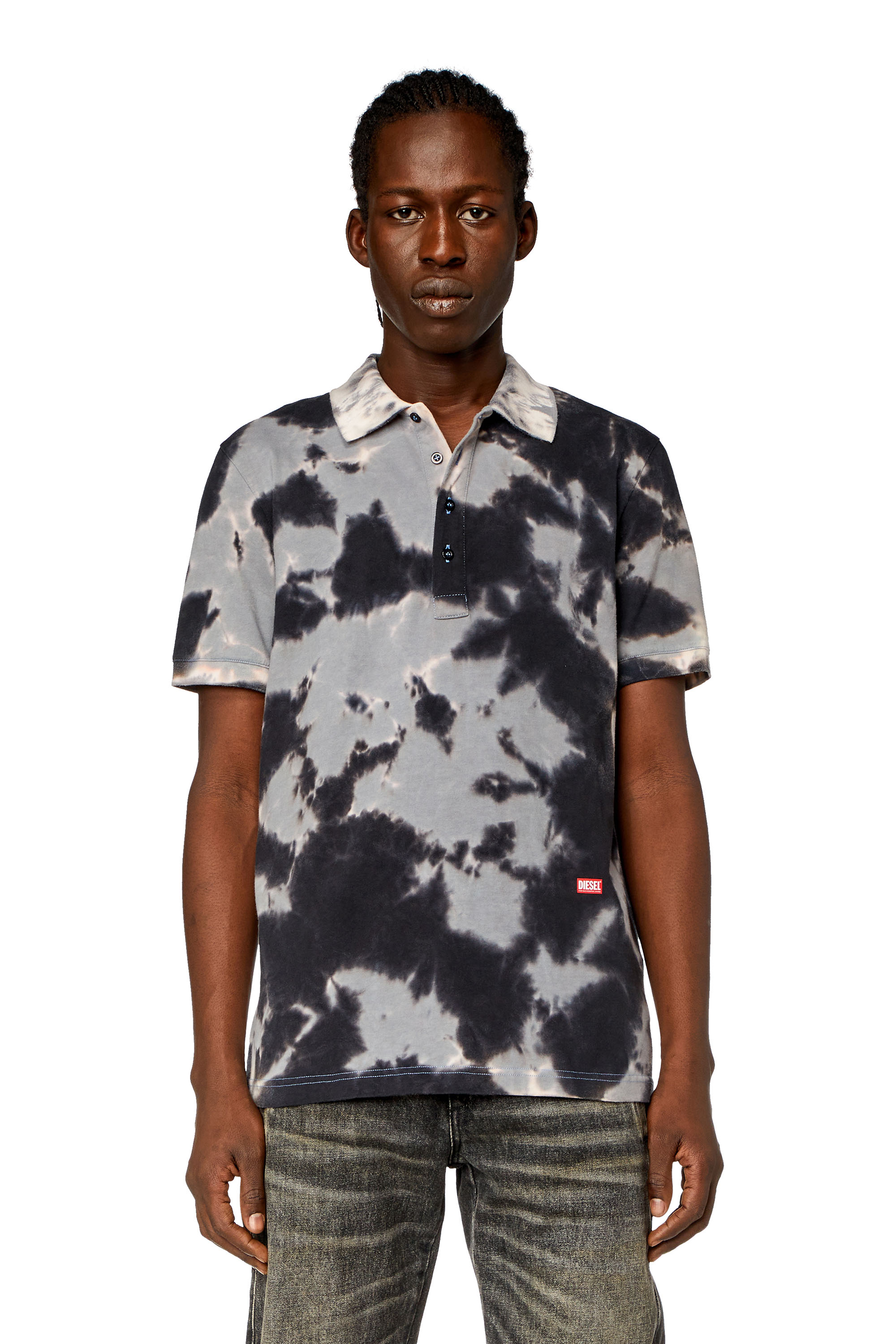 Diesel - T-GIAC, Man's Tie-dyed jersey polo shirt in Black - 2