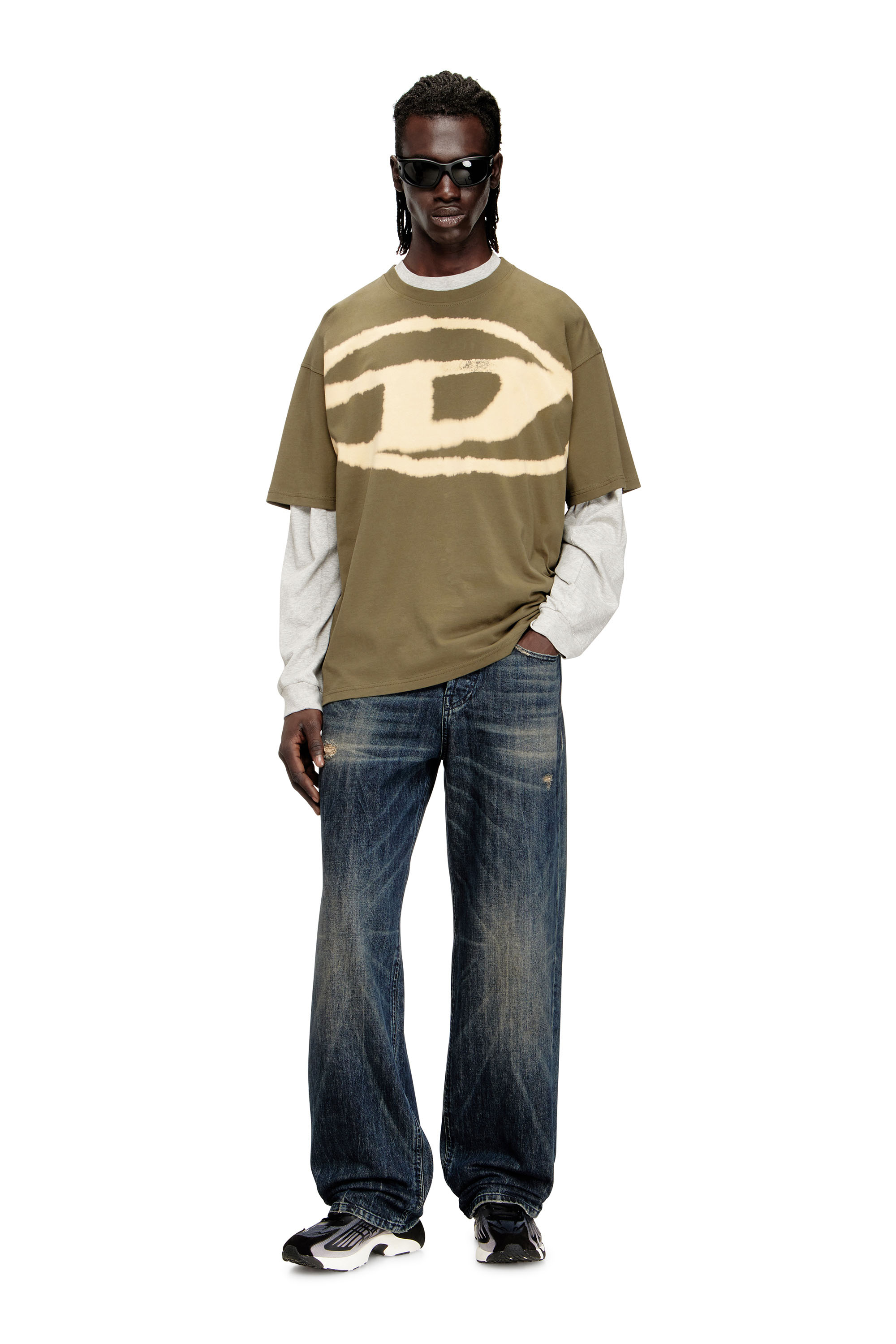 Diesel - T-BOXT-BLEACH, Man's T-shirt with bleached Oval D logo in null - 2