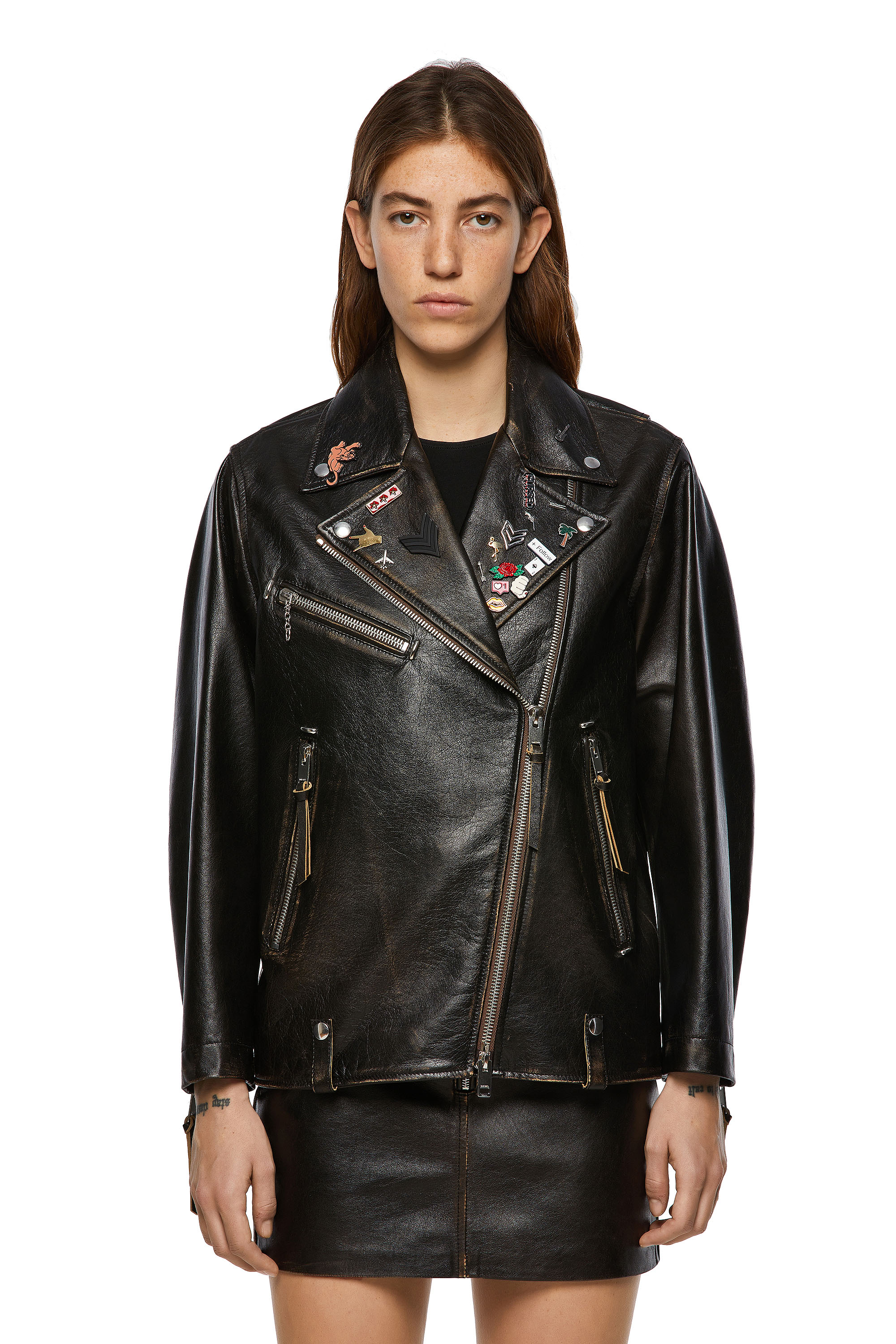 L-EDMEA, Black Diesel - L-EDMEA, Black - Leather jackets - Image 1