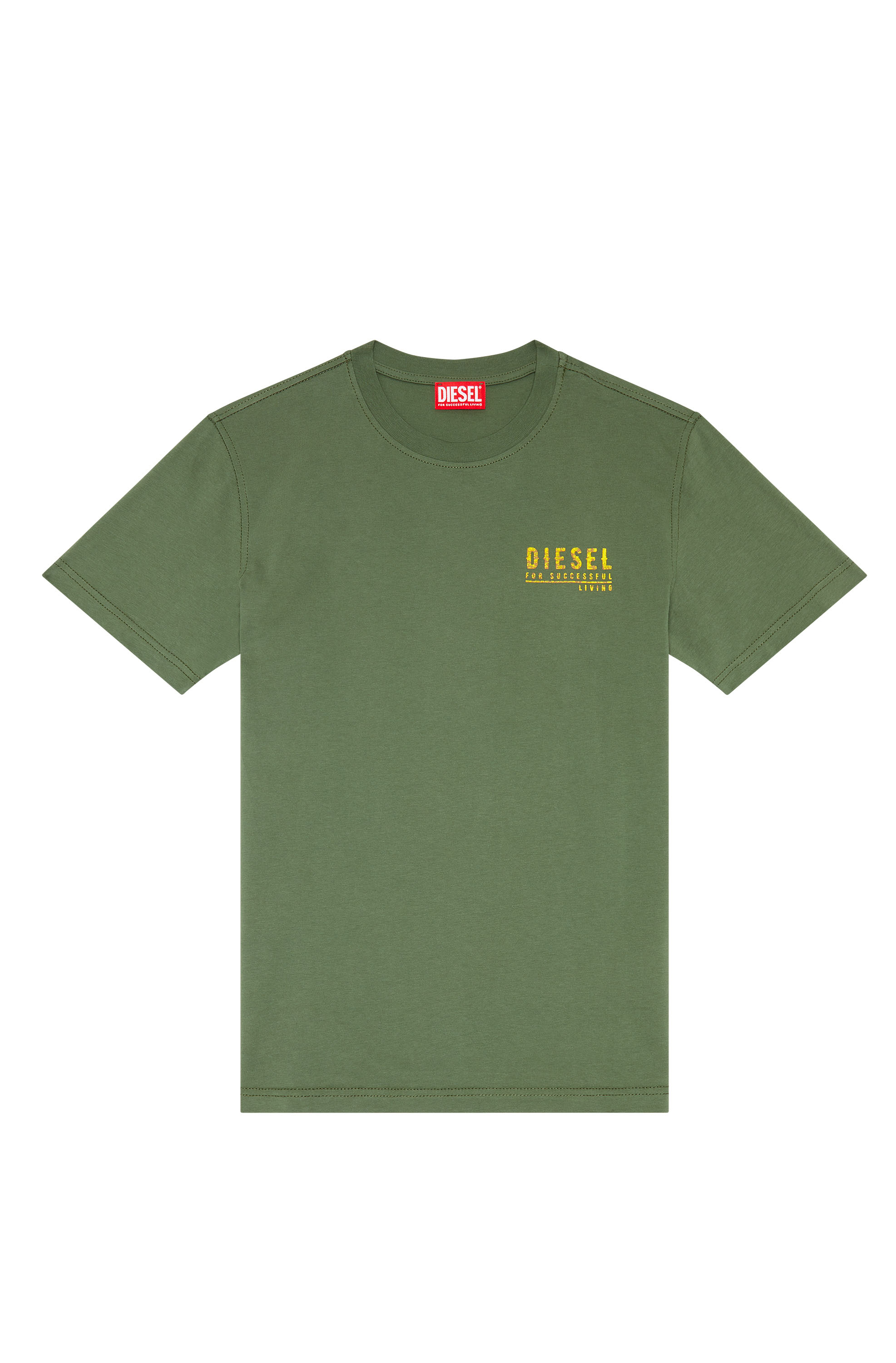 Diesel - T-DIEGOR-K72, Man's T-shirt with mottled logo print in Olive Green - 1