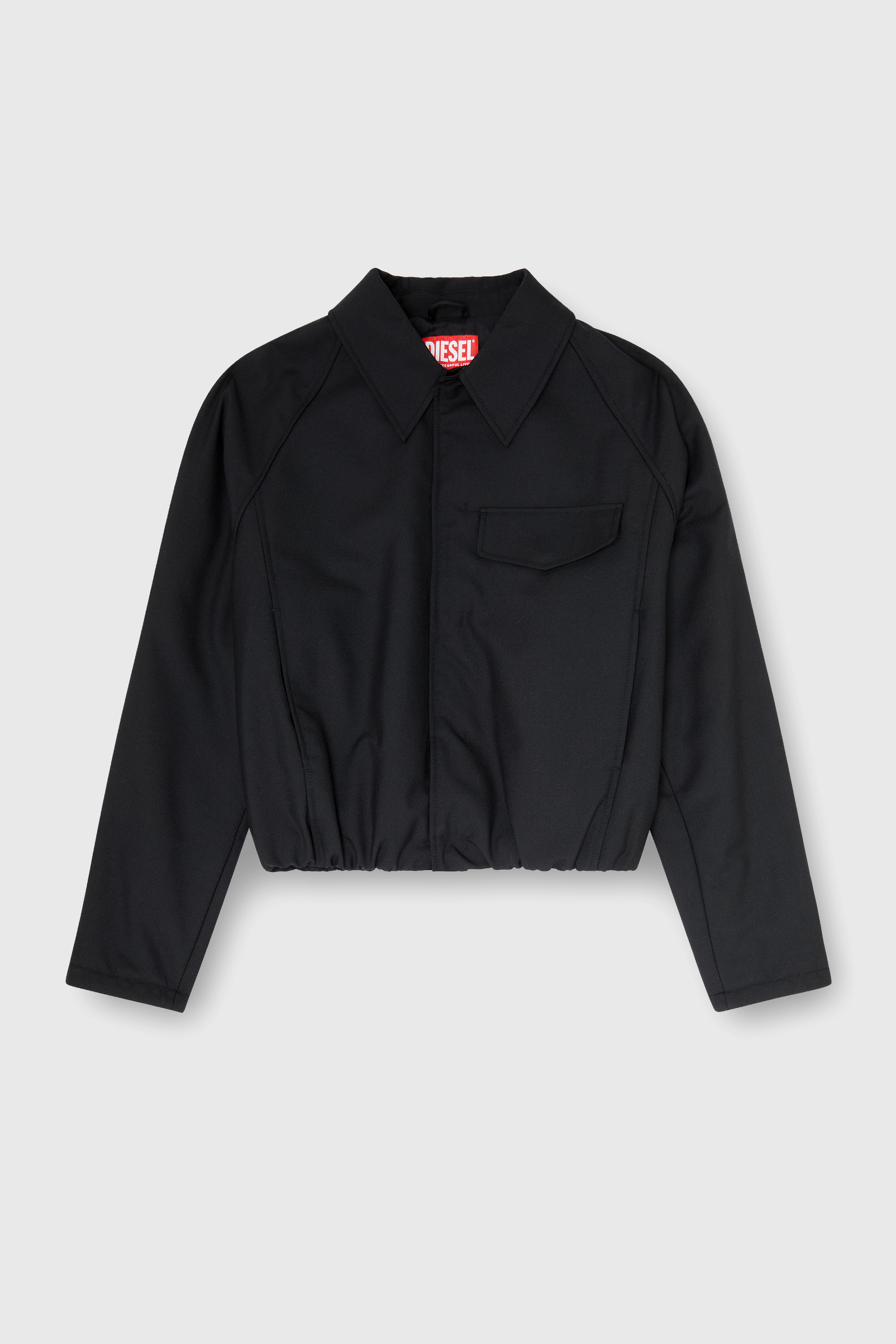 Diesel - J-ATTOR-COOL, Man's Gathered bomber jacket in wool blend in Black - 2