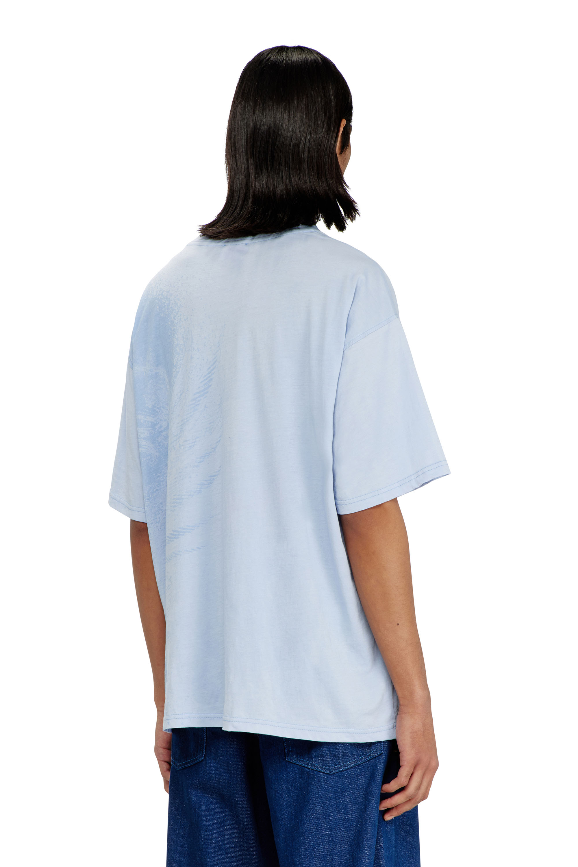 Diesel - T-BOXT-AA3, Man's Relaxed T-shirt with pigment prints in Light Blue - 4
