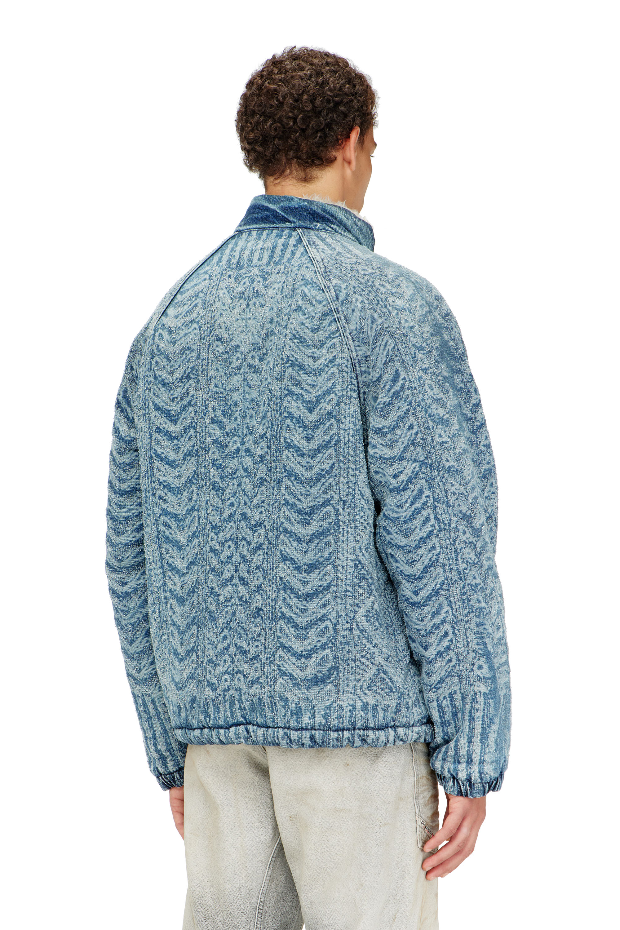 Diesel - D-KRAPS-S, Man's Jacket in cable-knit-effect denim in Dark Blue - 4