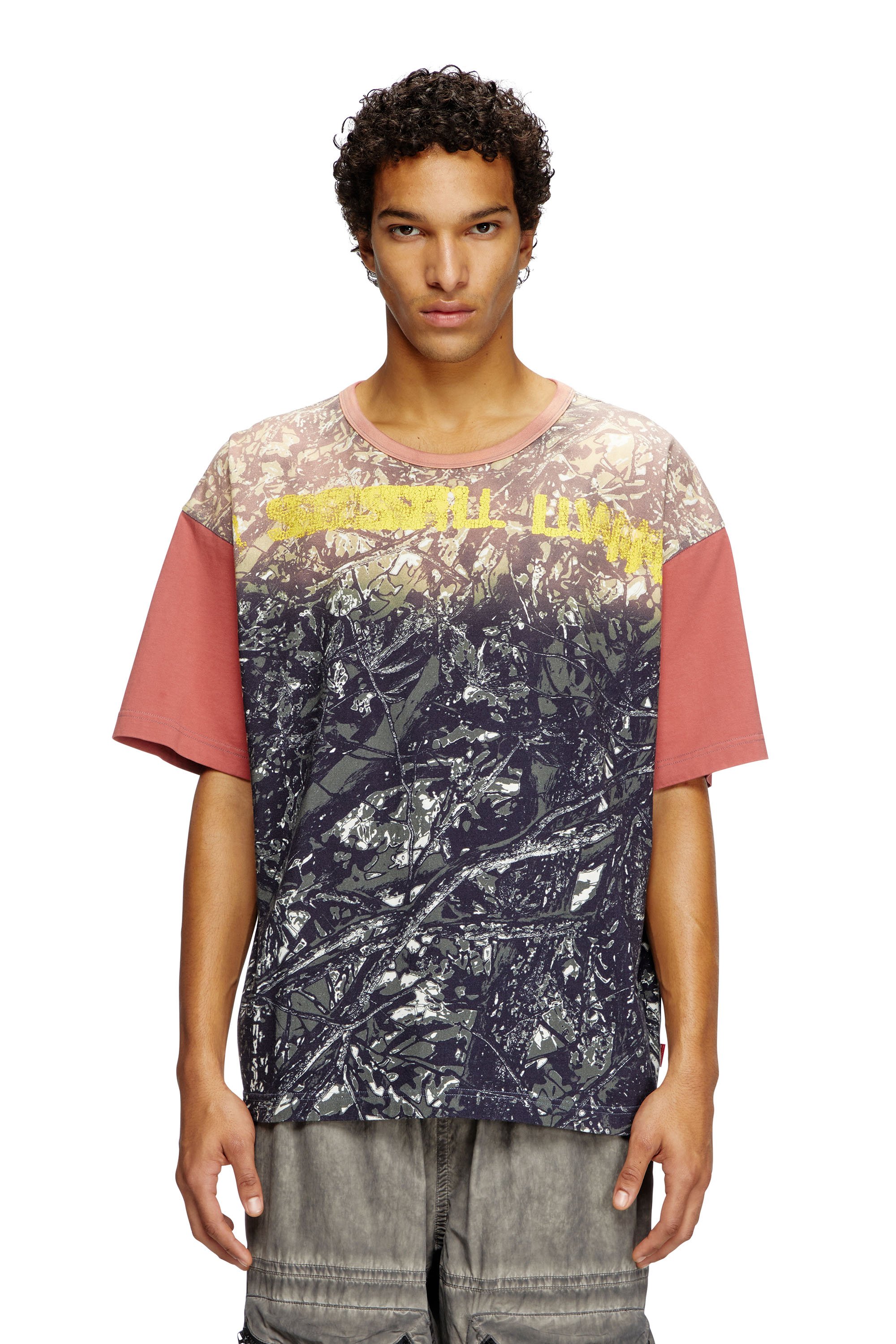 Diesel - T-BOXT-CAMOU, Man's T-shirt with glitch camo print in Black/Green - 1