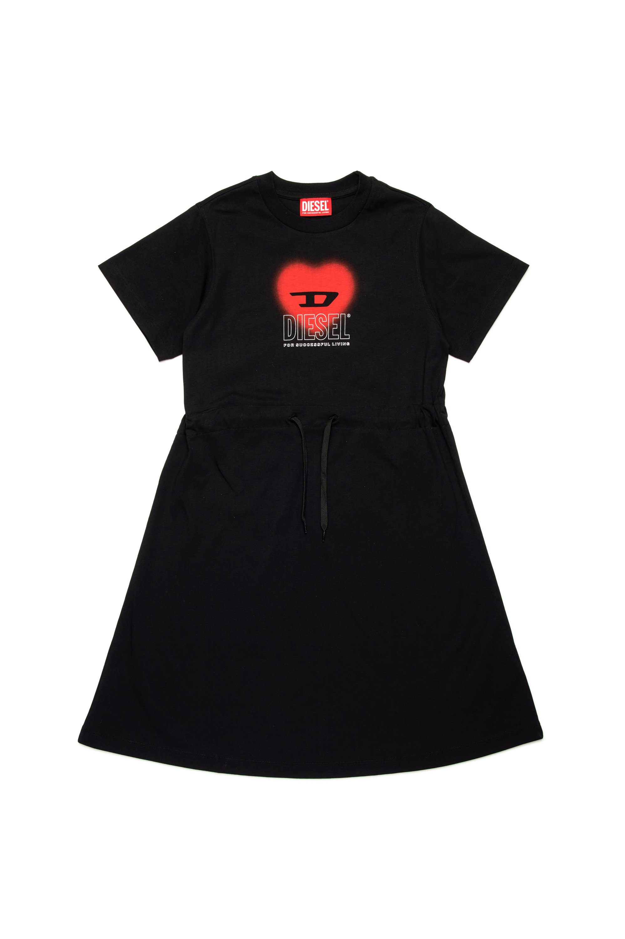 Diesel - DCUORE, Woman's Drawstring dress with heart logo in Black - 1