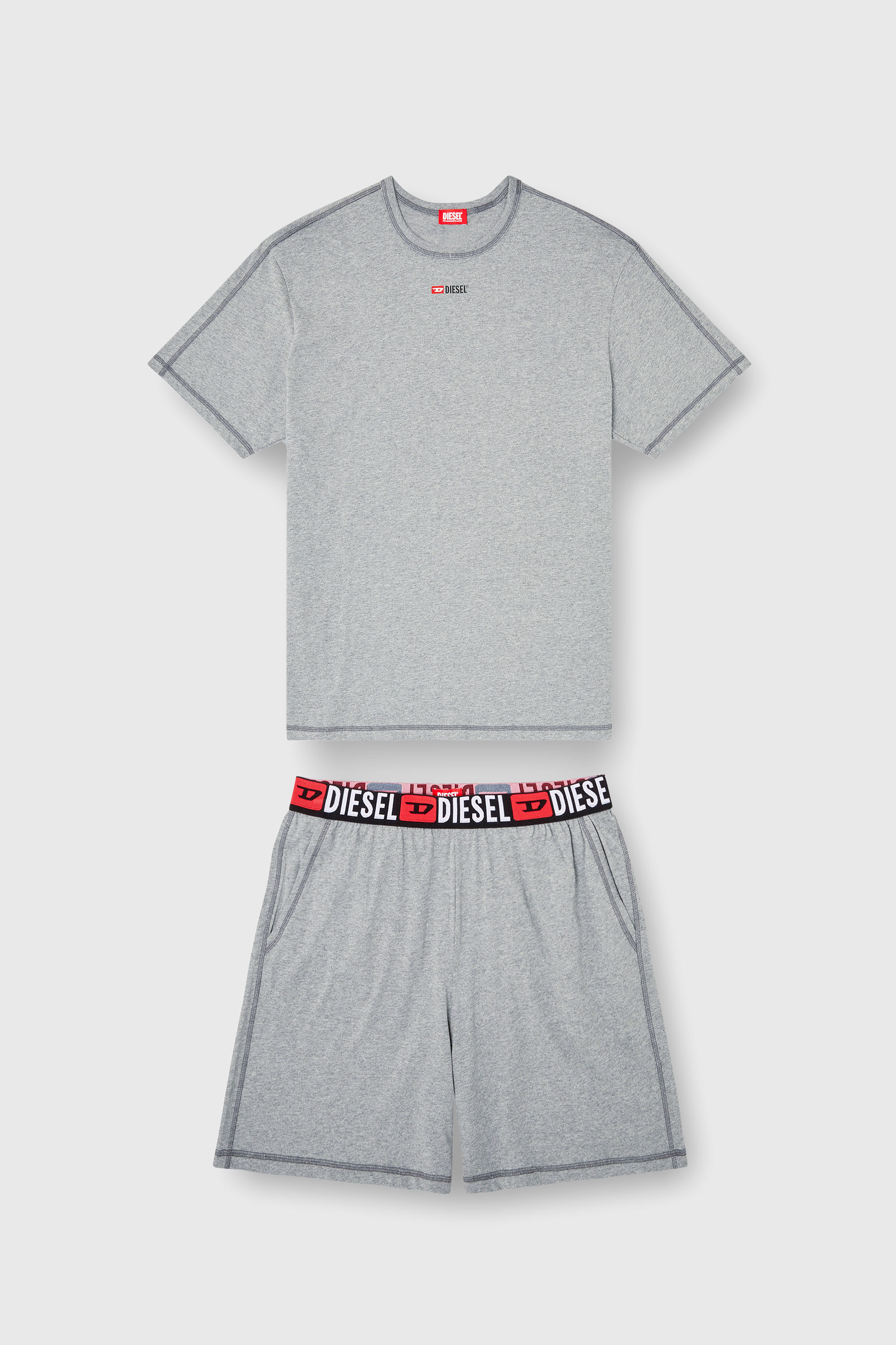 Diesel - SET-ADAM-D-CORE, Man's Short Pajamas set in cotton jersey in Grey - 2