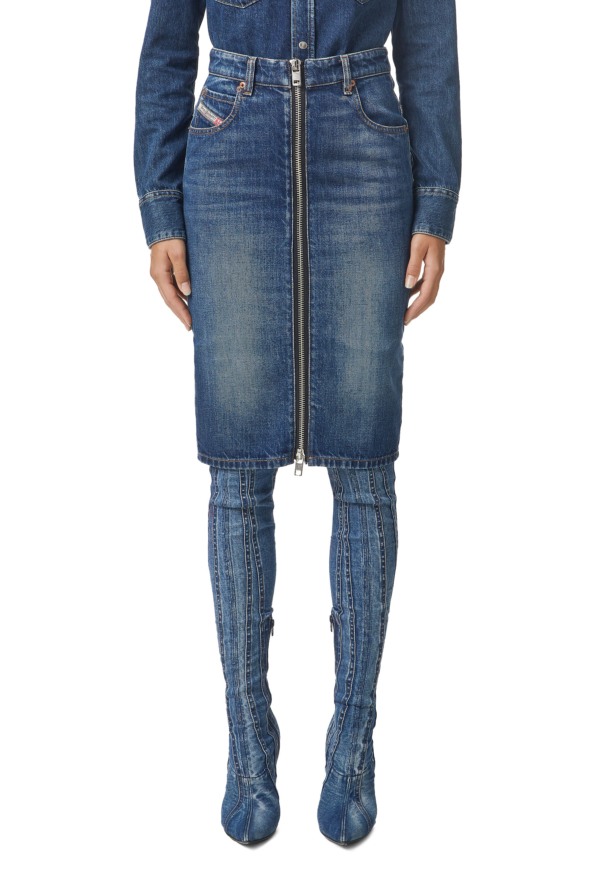 DE-PENCIL-ZIP, Medium blue Diesel - DE-PENCIL-ZIP, Medium blue - Skirts - Image 1