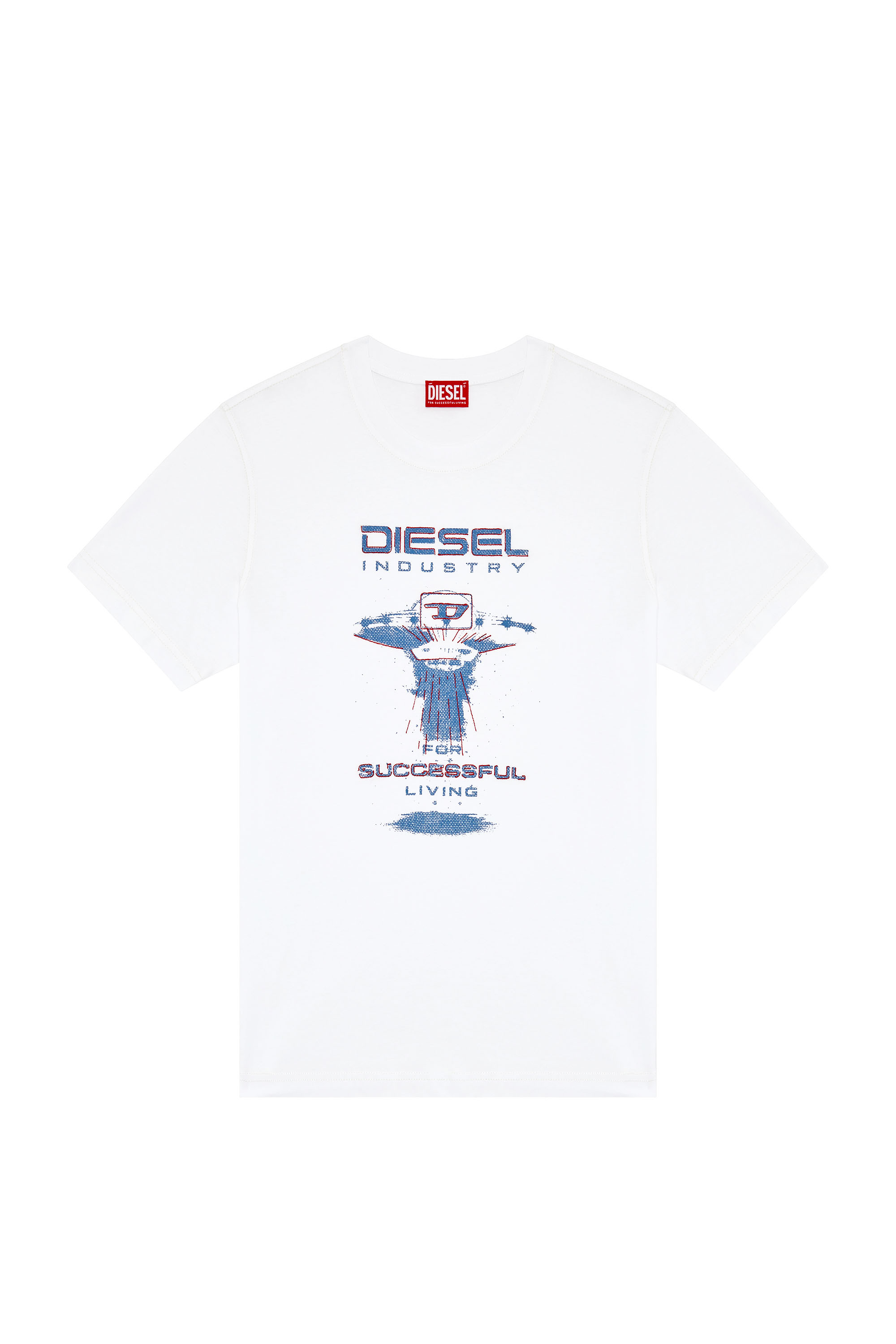 Diesel - T-DIEGOR-K69, Man's Embroidered T-shirt with spaceship print in White - 2