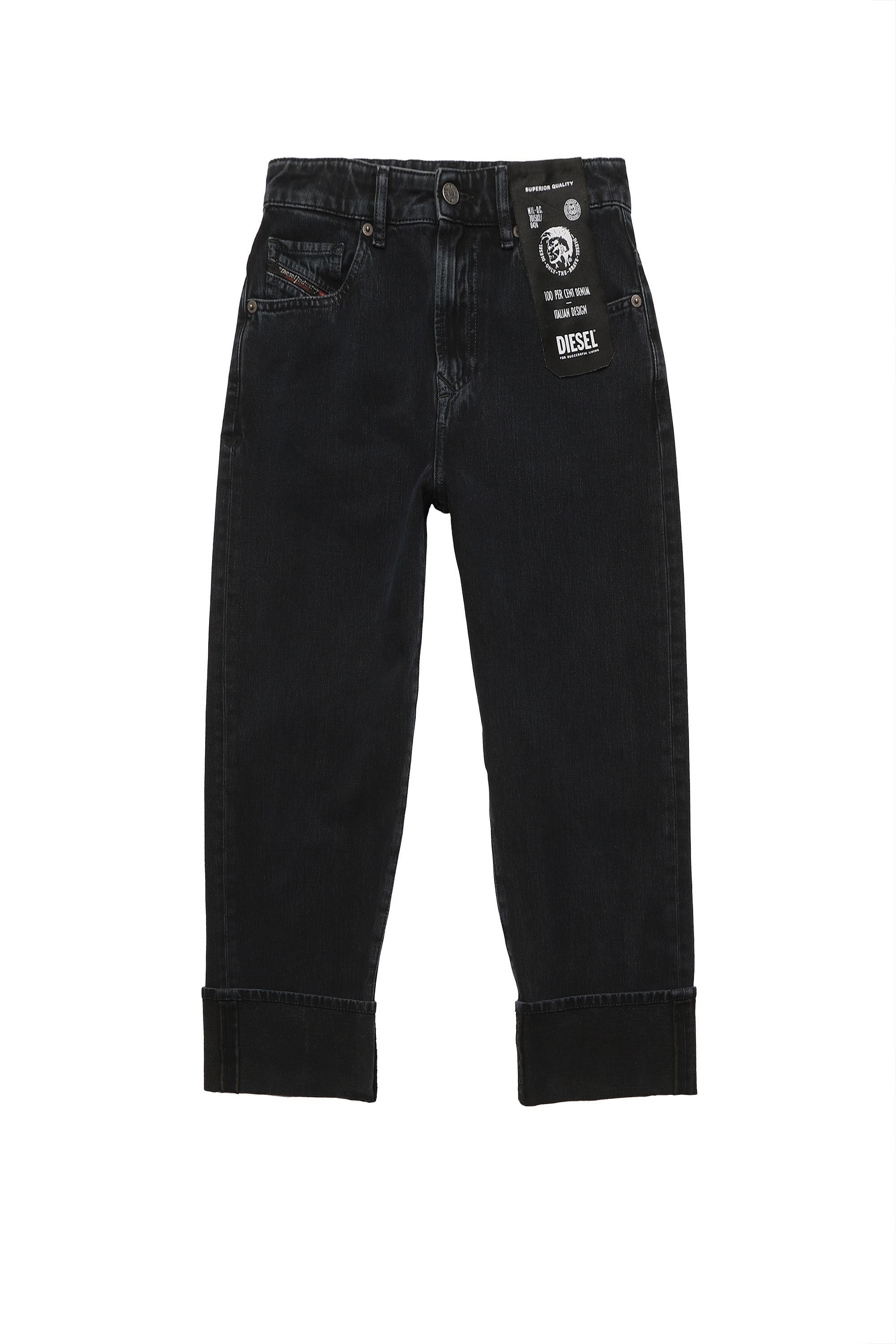 DIESEL>>1999 D-Reggy ウィスカーリング エフェクト ジーンズ Women's Regular Jeans | Black/Dark grey | Diesel 1999 D-Reggy