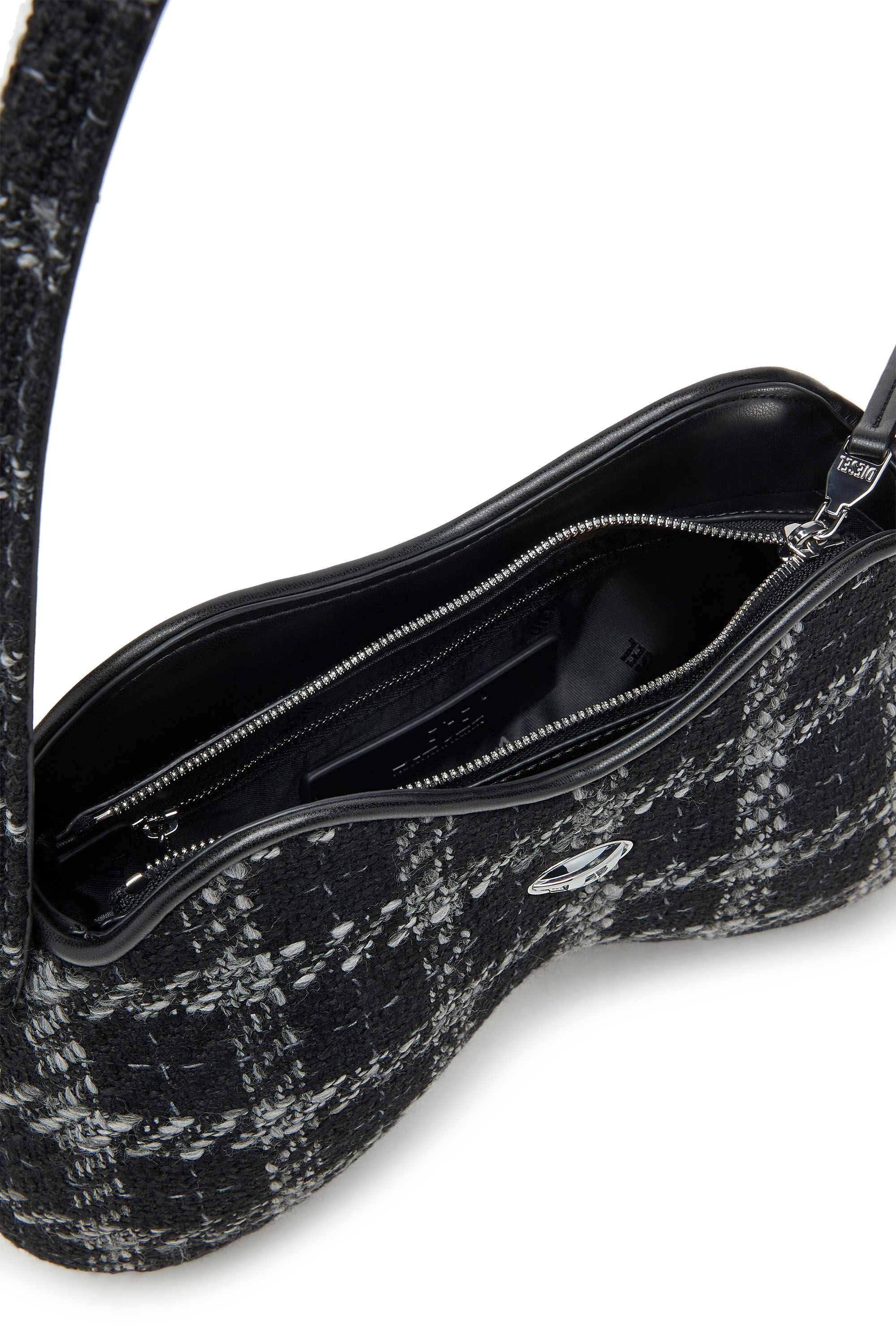 Diesel - DOUBLE-D SHOULDER, Woman's Double-D-Shoulder bag with houndstooth motif in Black - 4