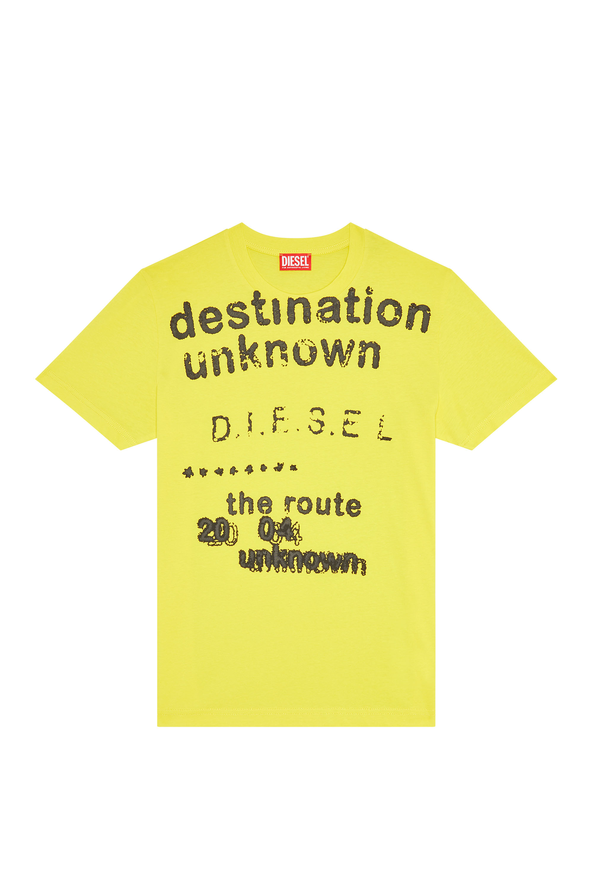 Men's T-shirt with Destination Unknown print | Yellow | Diesel