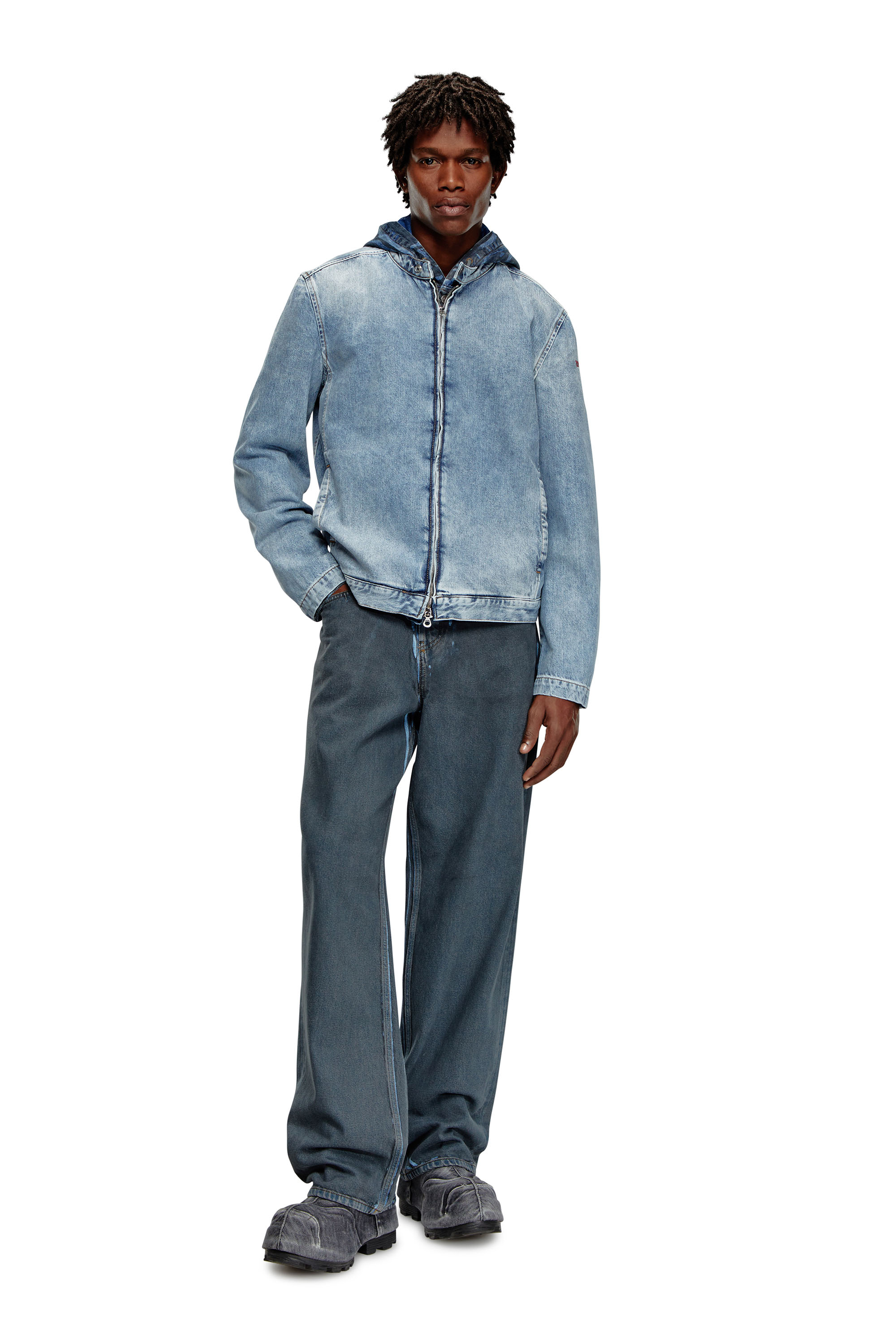 Diesel - D-GLORY, Man Zipped jacket in denim in Blue - Image 2