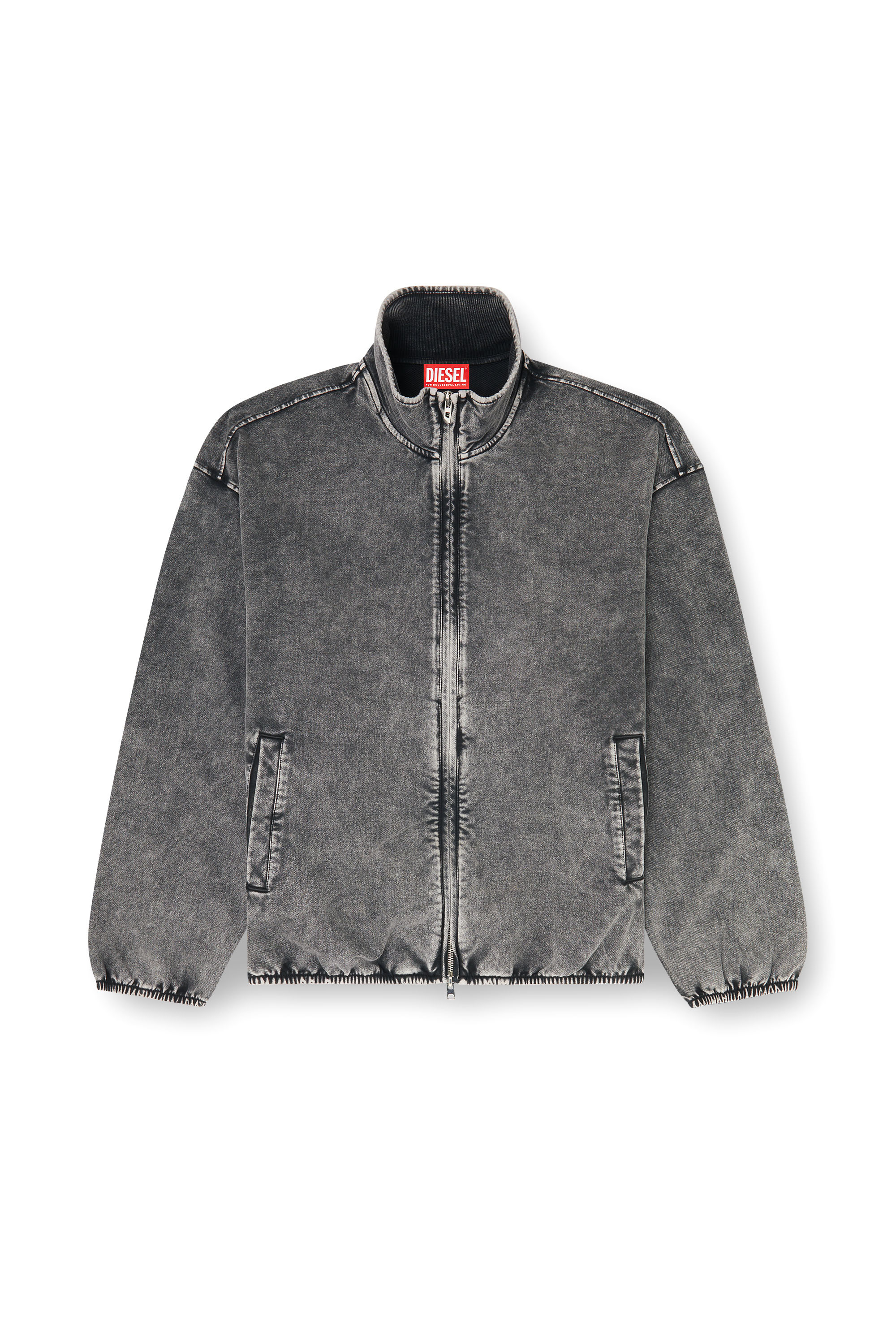 Diesel - S-CORSY, Man's Sweat jacket with denim effect in Grey - 3
