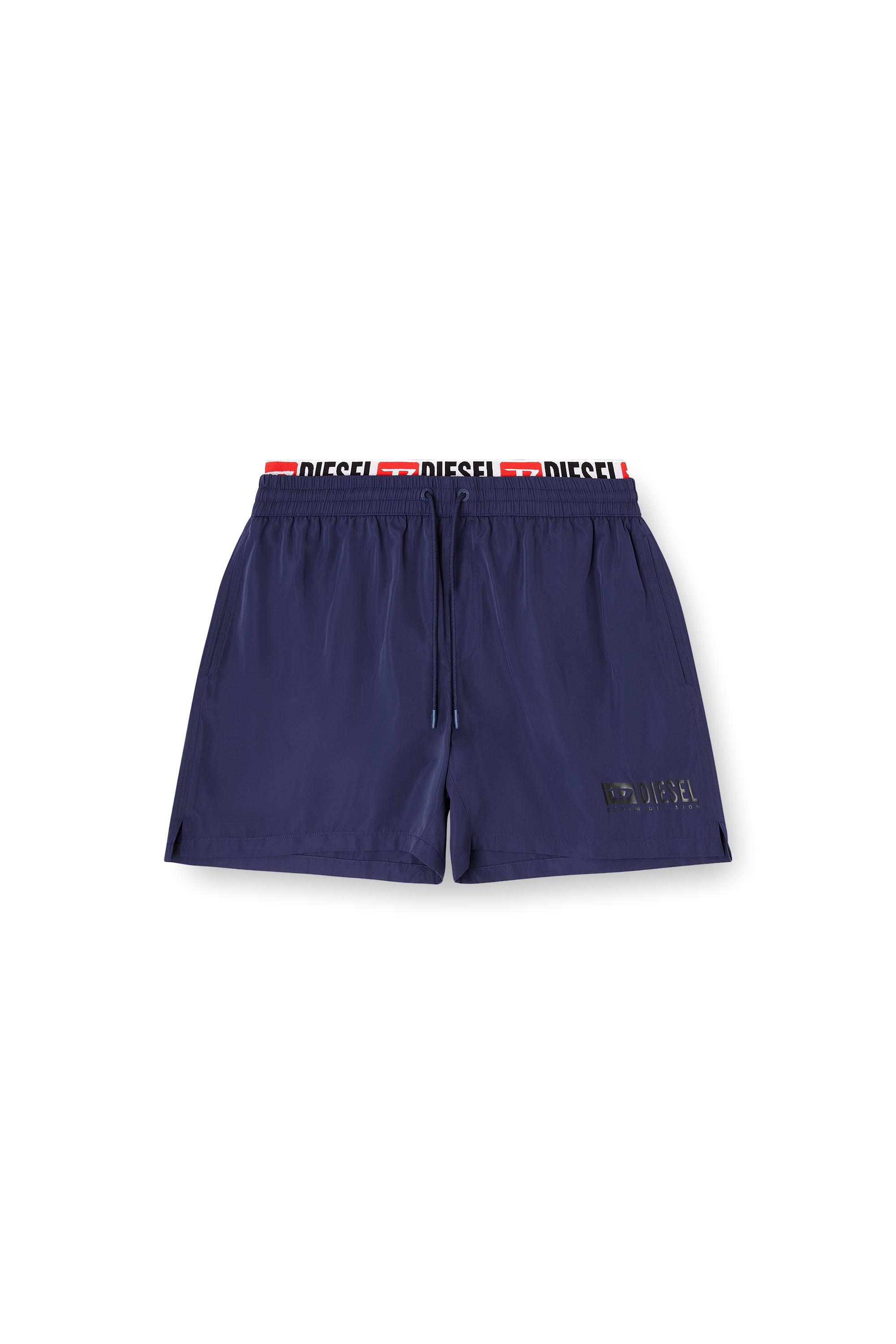 Diesel - VISPER-41-D-CORE, Man's Mid-length swim shorts with logo print in Dark Blue - 4