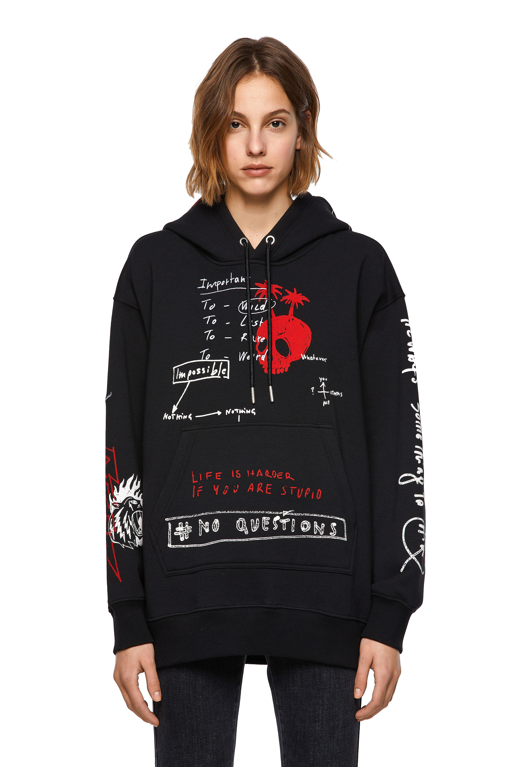 F-EXA-HOOD, Black Diesel - F-EXA-HOOD, Black - Sweaters - Image 1