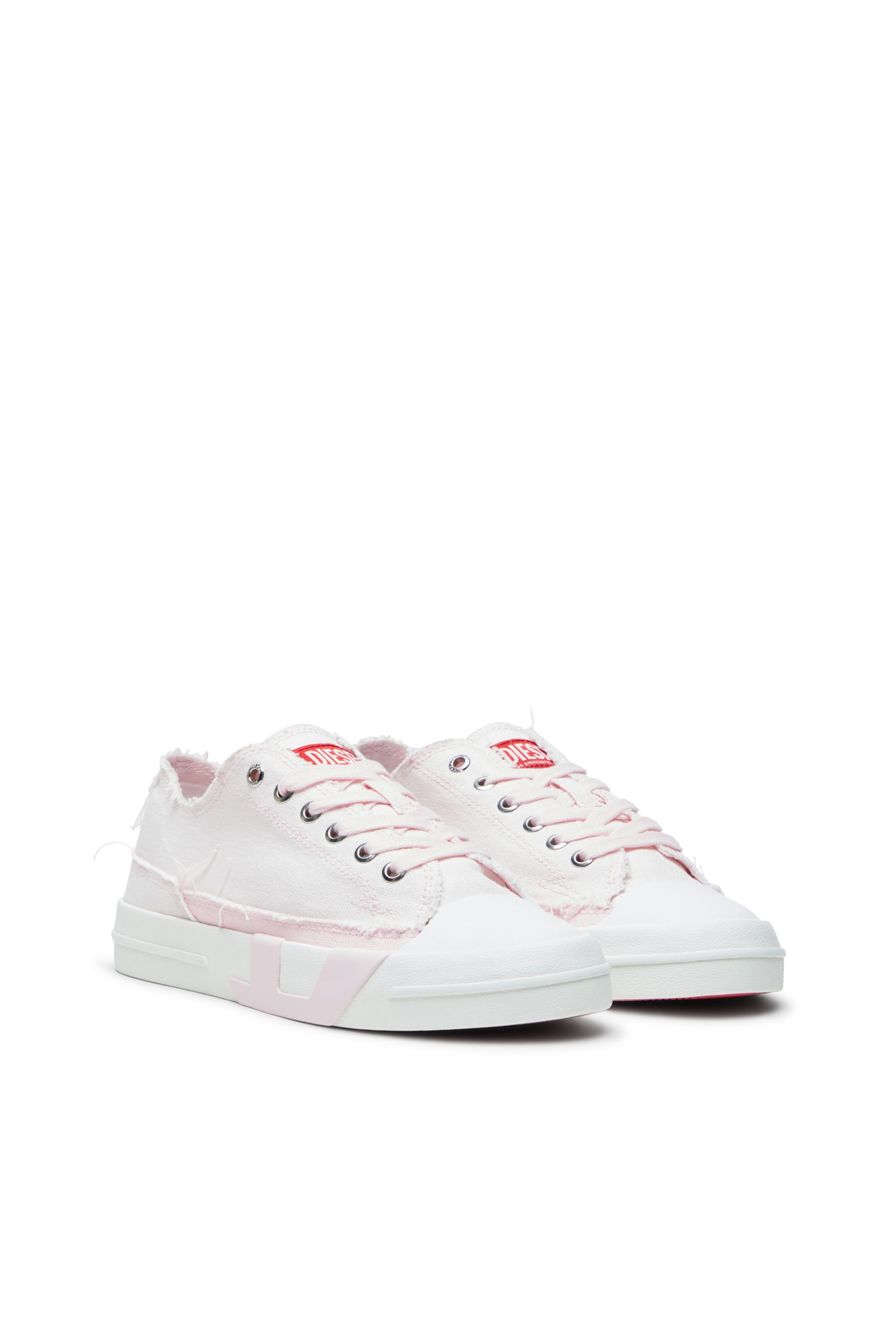 Diesel - S-D-VERSE LOW W, Woman's Sneakers in frayed canvas in Pink/White - 2