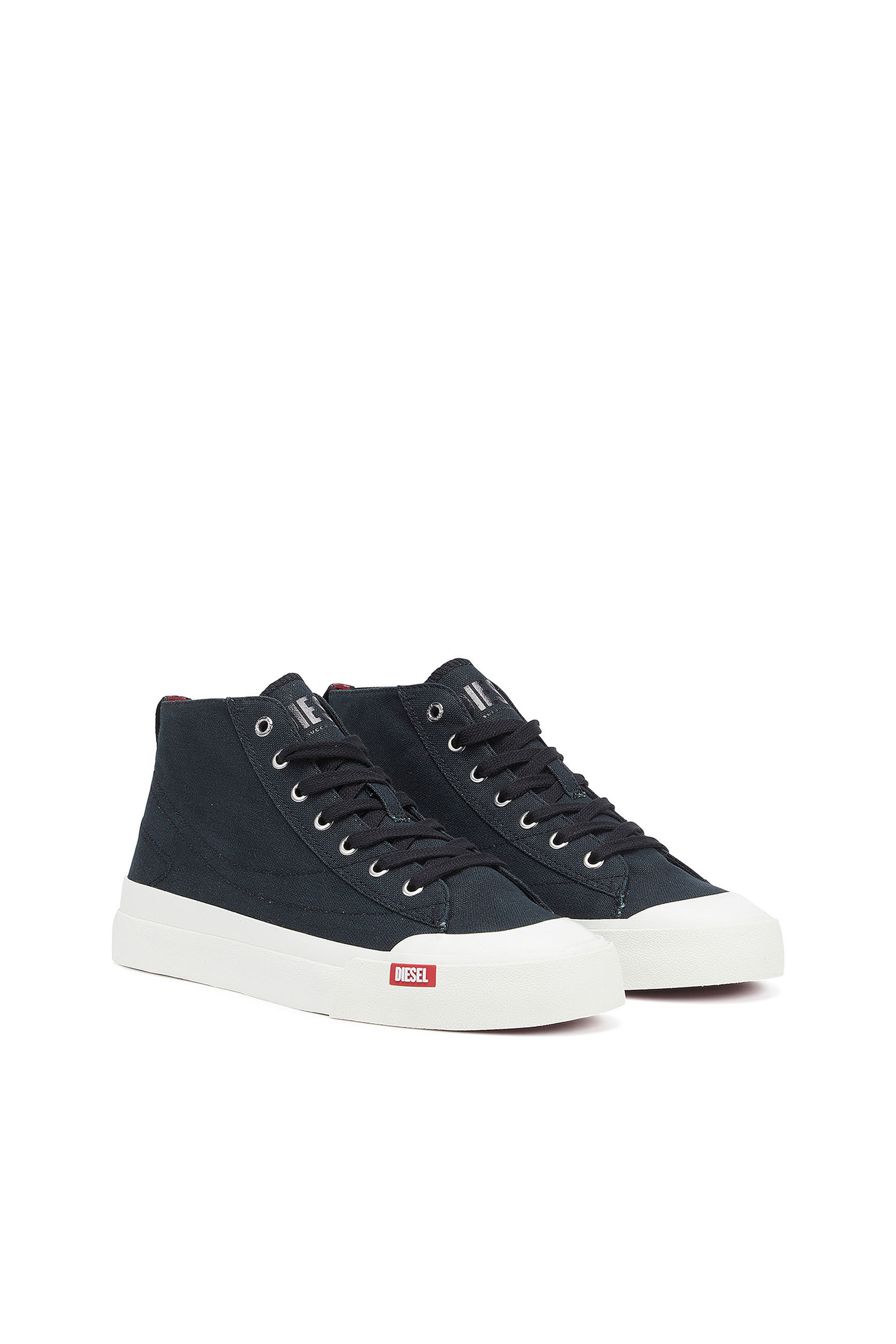 Diesel - S-ATHOS MID, Man's S-Athos Mid-Canvas high-top sneakers in Black/White - 2