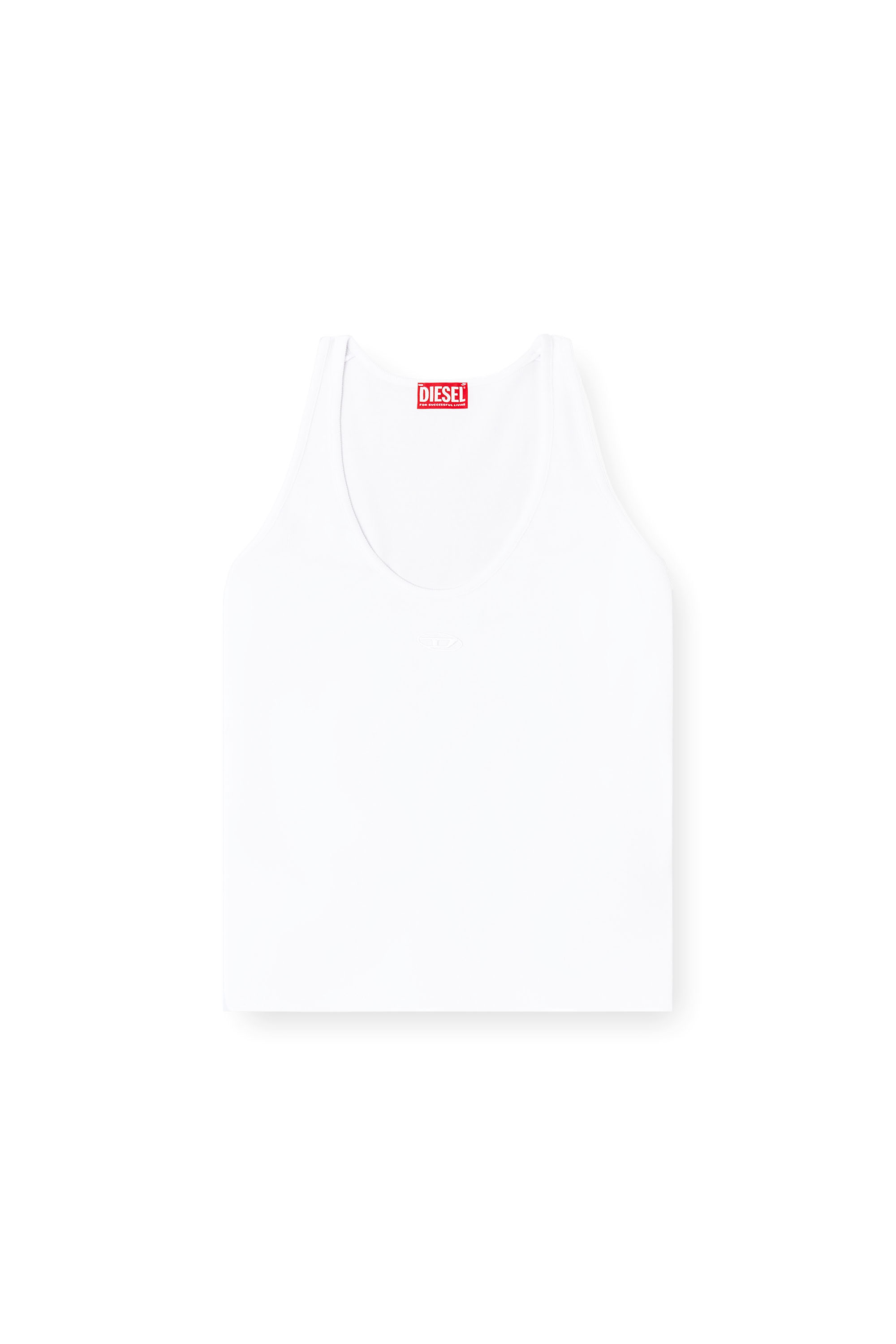 Diesel - T-IPSYA-LKDS, Woman's Ribbed tank top with Oval D in White - 3