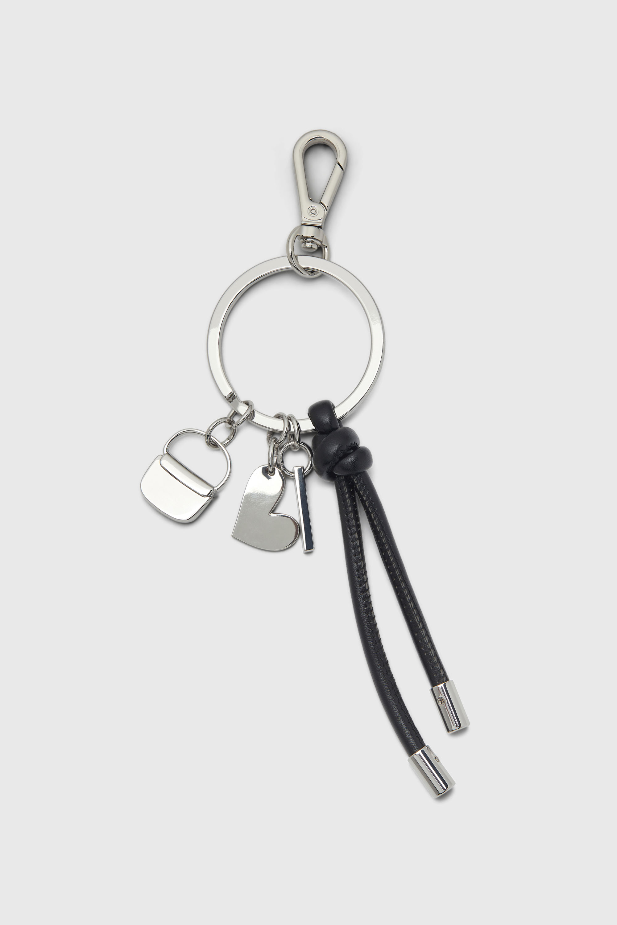 Diesel - MULTI III, Woman's Keyring charm with heart and bag pendants in Silver/Black - 2