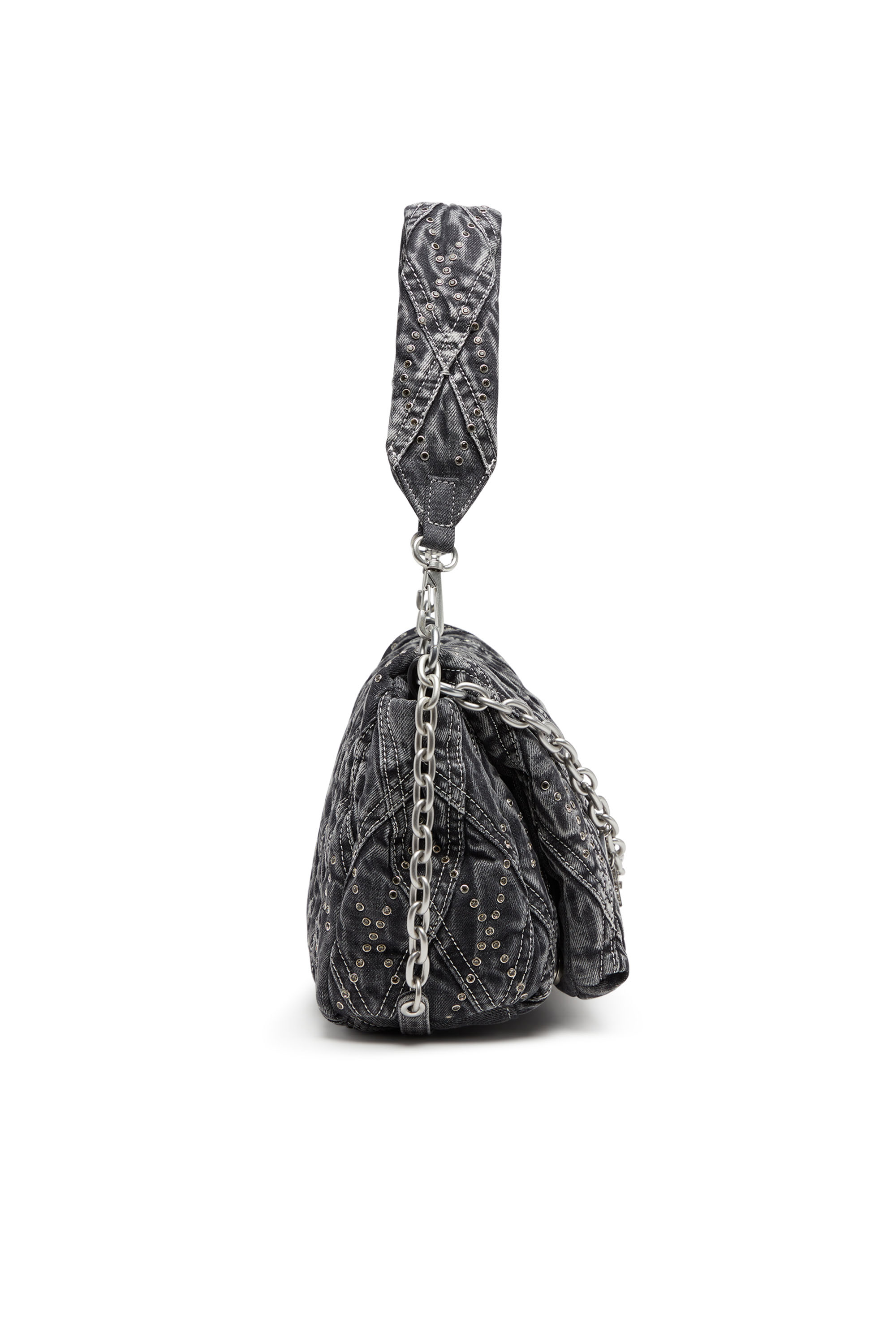 Women's Charm-D Shoulder M Shoulder Bag - Bejewelled denim