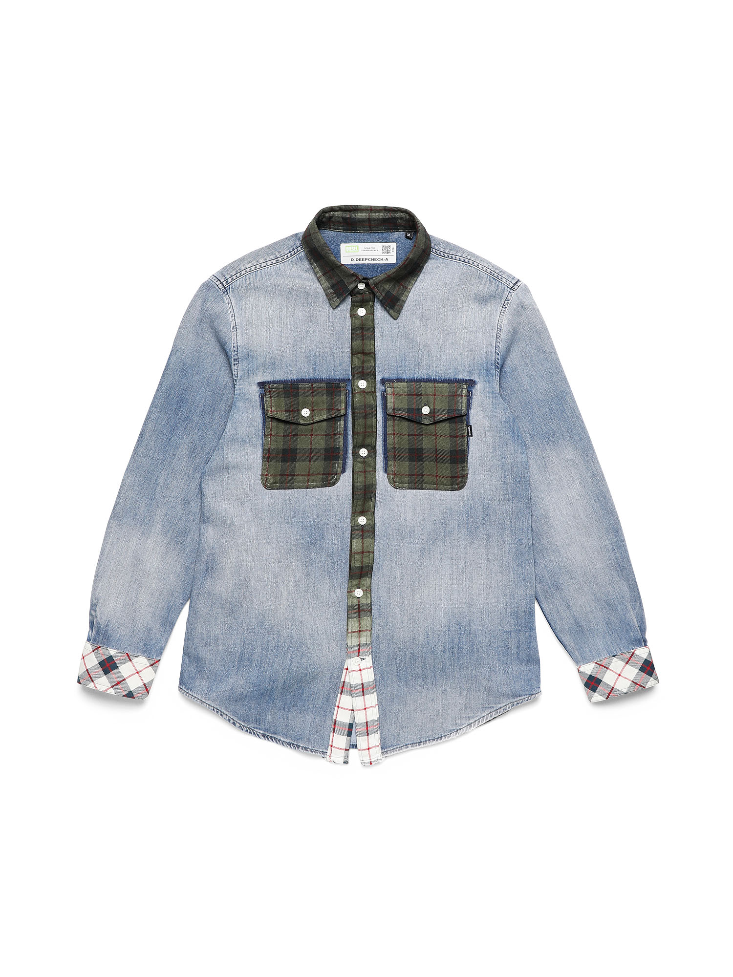D-DEEPCHECK-A, Light Blue Diesel - D-DEEPCHECK-A, Light Blue - Denim Shirts - Image 1