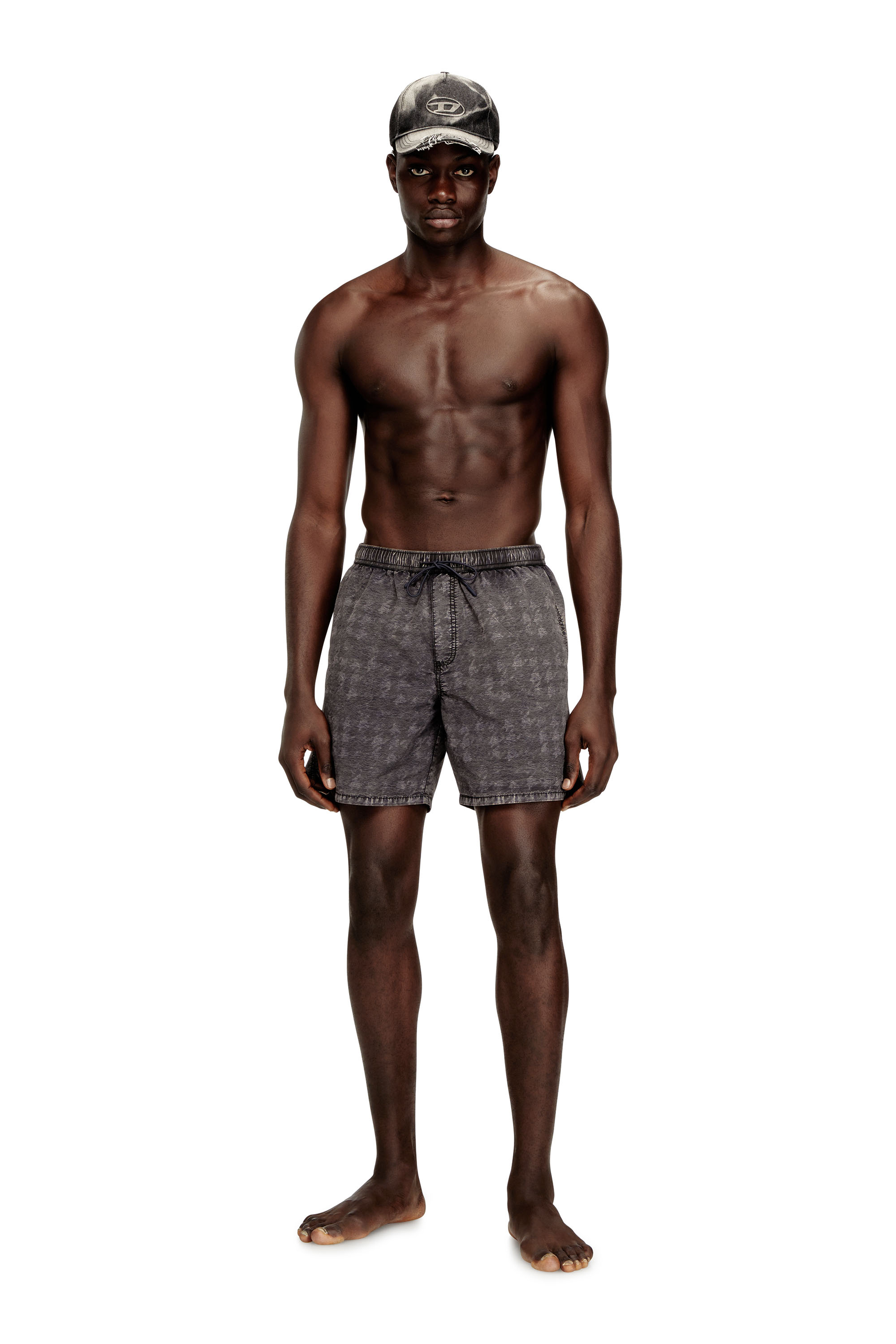 Diesel - CONOR-43-DNM, Man's Swim shorts with faded houndstooth pattern in null - 1