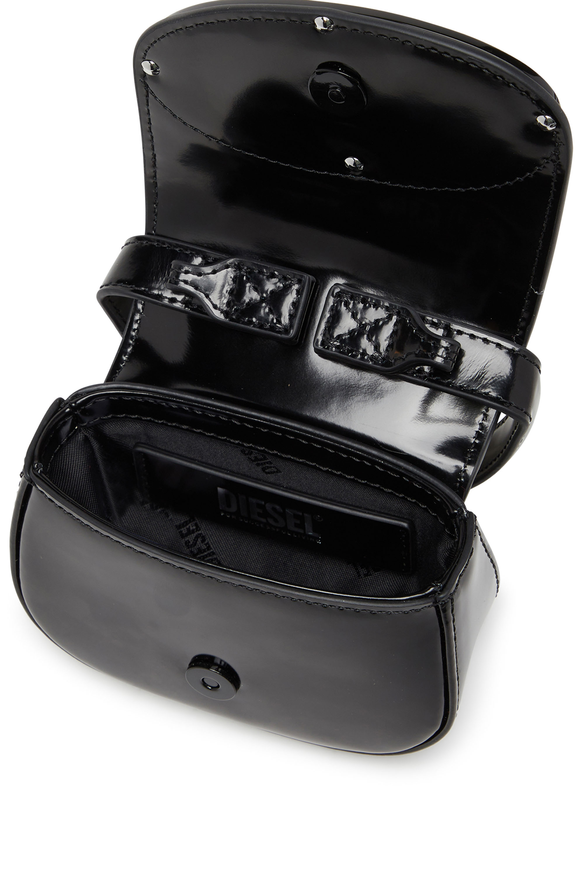 Diesel - 1DR-XS-S, Woman 1DR-XS-S-Iconic mini bag in mirrored leather in Black - Image 4