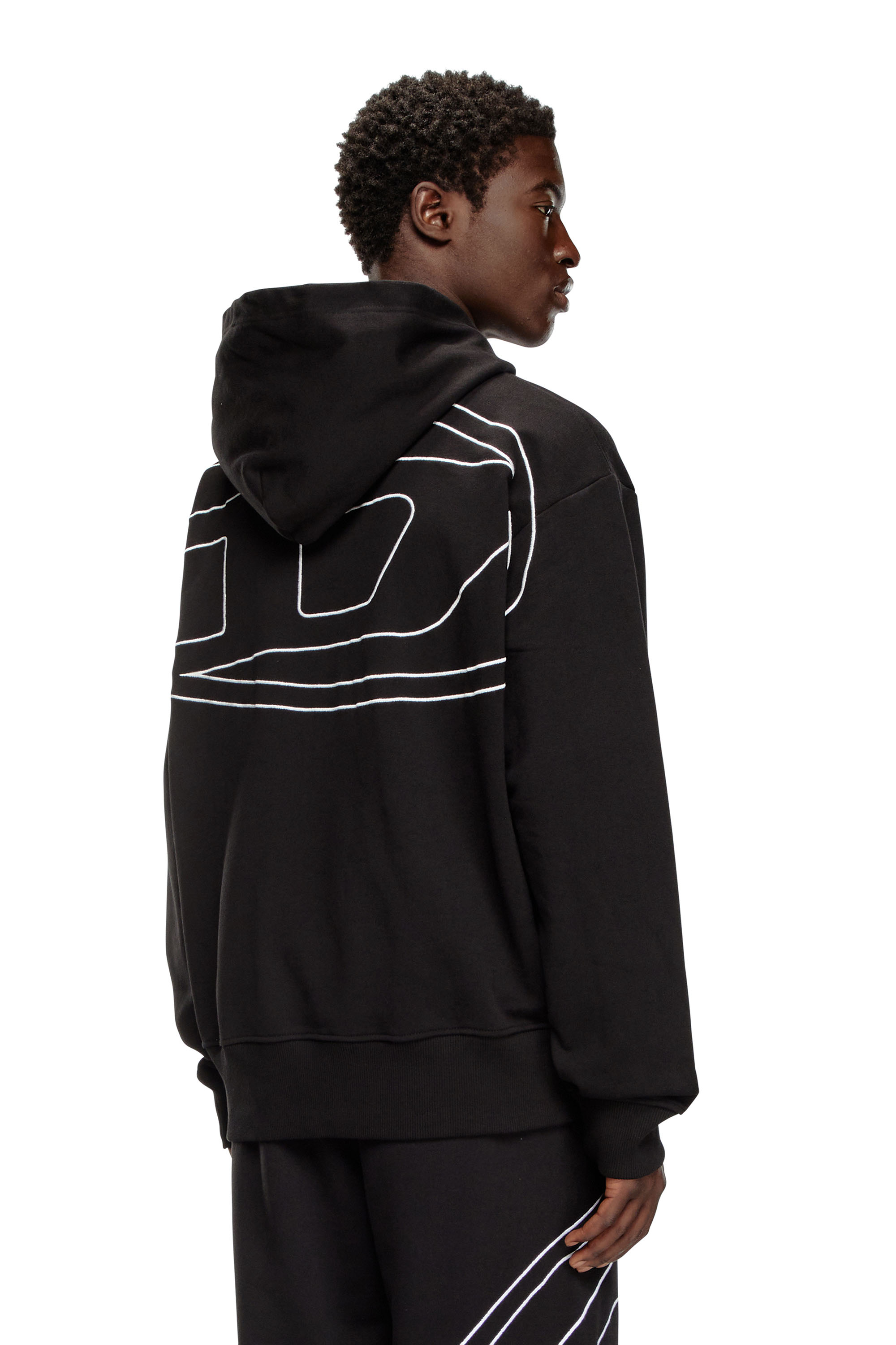 Diesel - S-MACS-HOOD-MEGOVAL-D, Man's Hoodie with logo embroidery in Black - 3