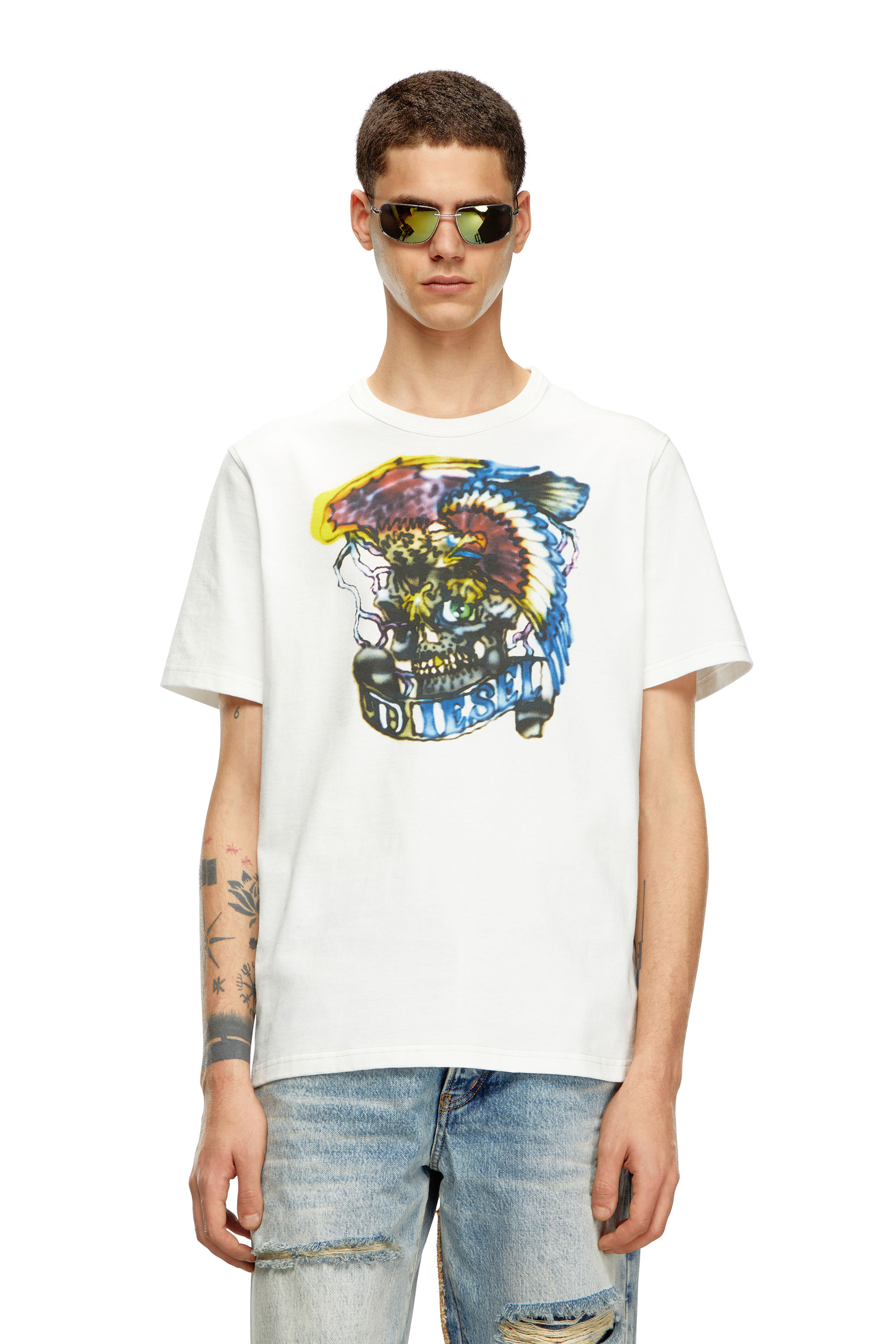 Diesel - T-ADJUST-Q3, Man's T-shirt with tattoo-inspired prints in White - 3