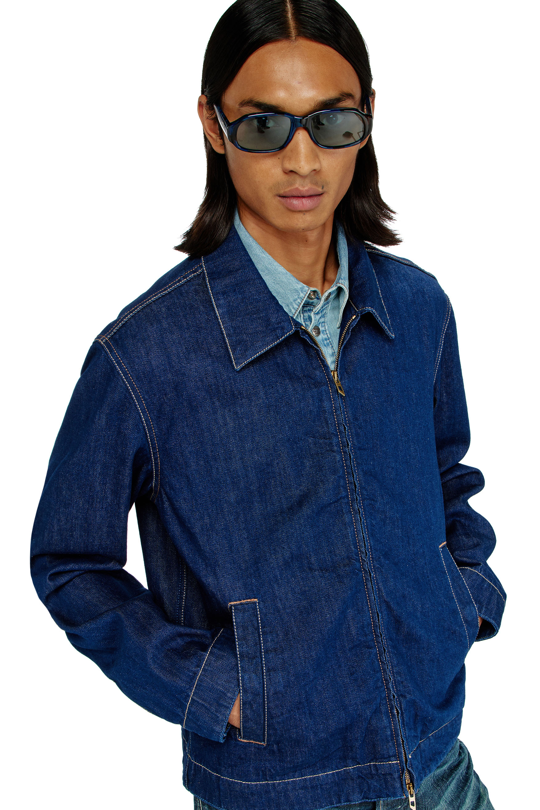Men's Coach jacket in rinse denim | Blue | Diesel