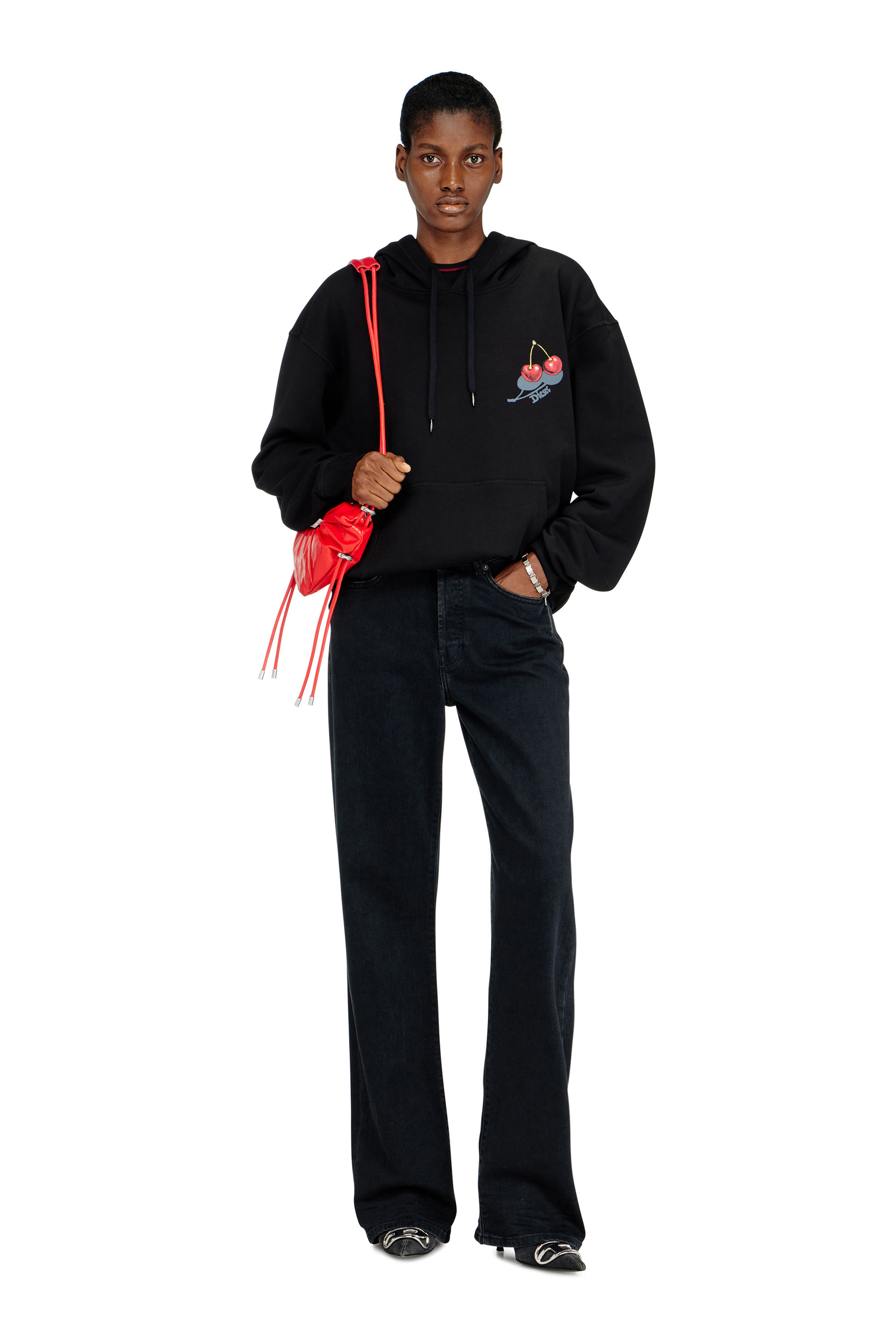 Diesel - SV-S-NORM-HOOD-CHER, Unisex's Hoodie in cotton with cherry graphic in Black - 4