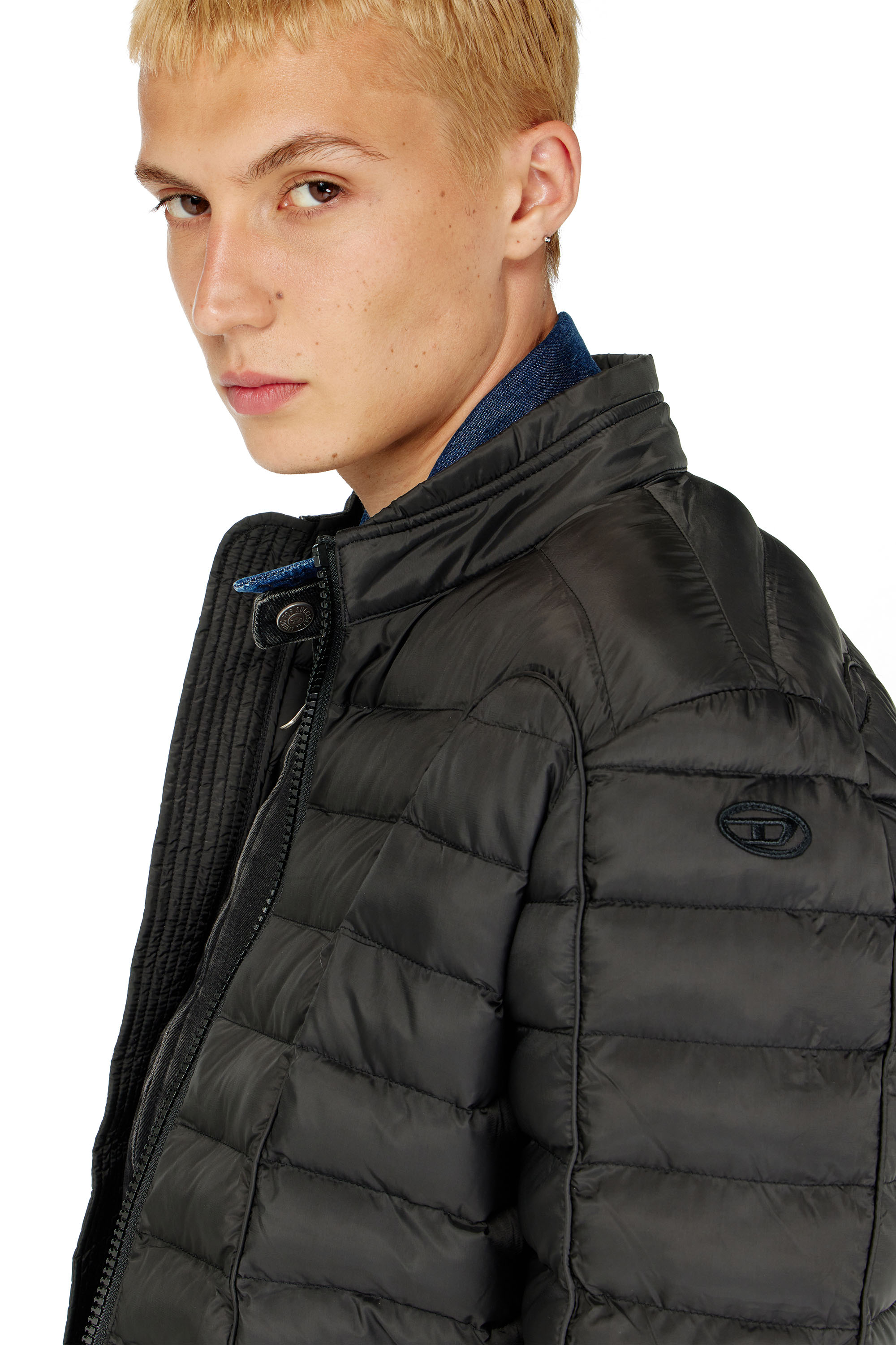 Diesel - W-PILOT, Man's Puffer jacket in light nylon in Black - 5