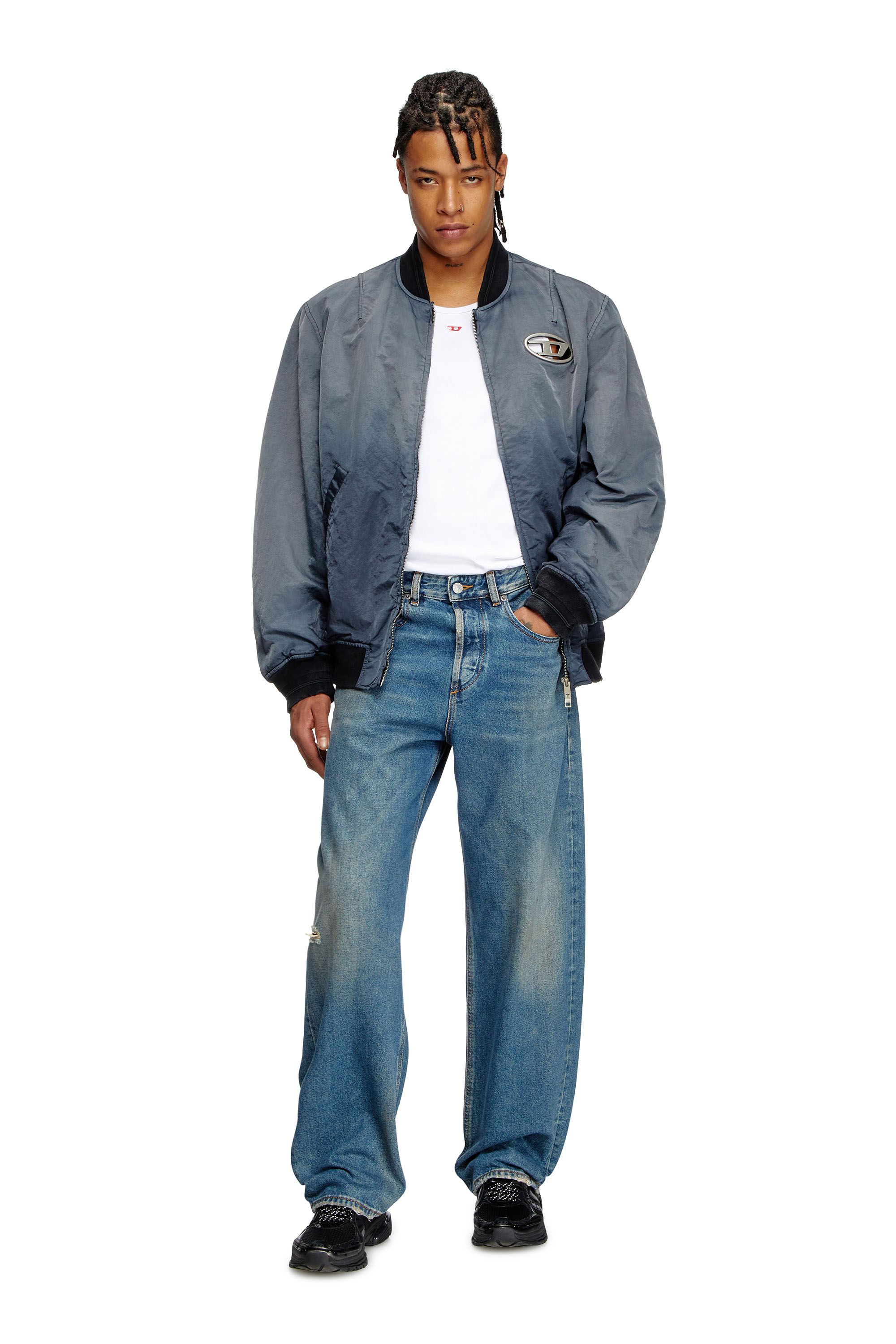 Diesel - J-KEPES, Man's Dégradé padded bomber jacket in Dark grey - 1