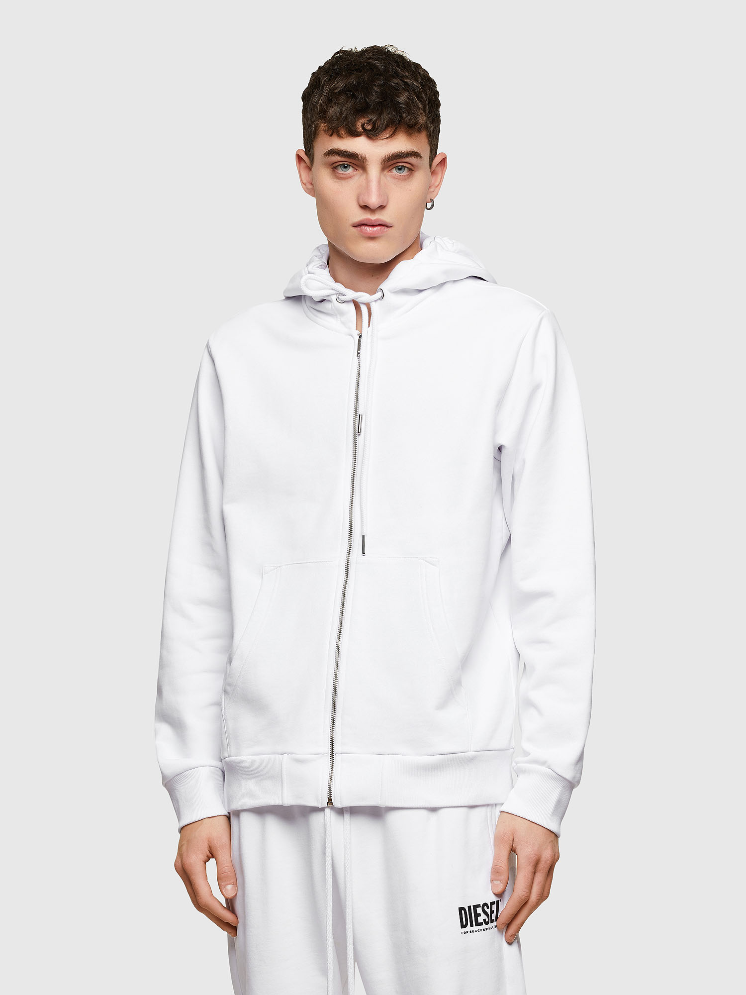 S-GIRK-HOOD-ZIP-COPY, White Diesel - S-GIRK-HOOD-ZIP-COPY, White - Sweaters - Image 1